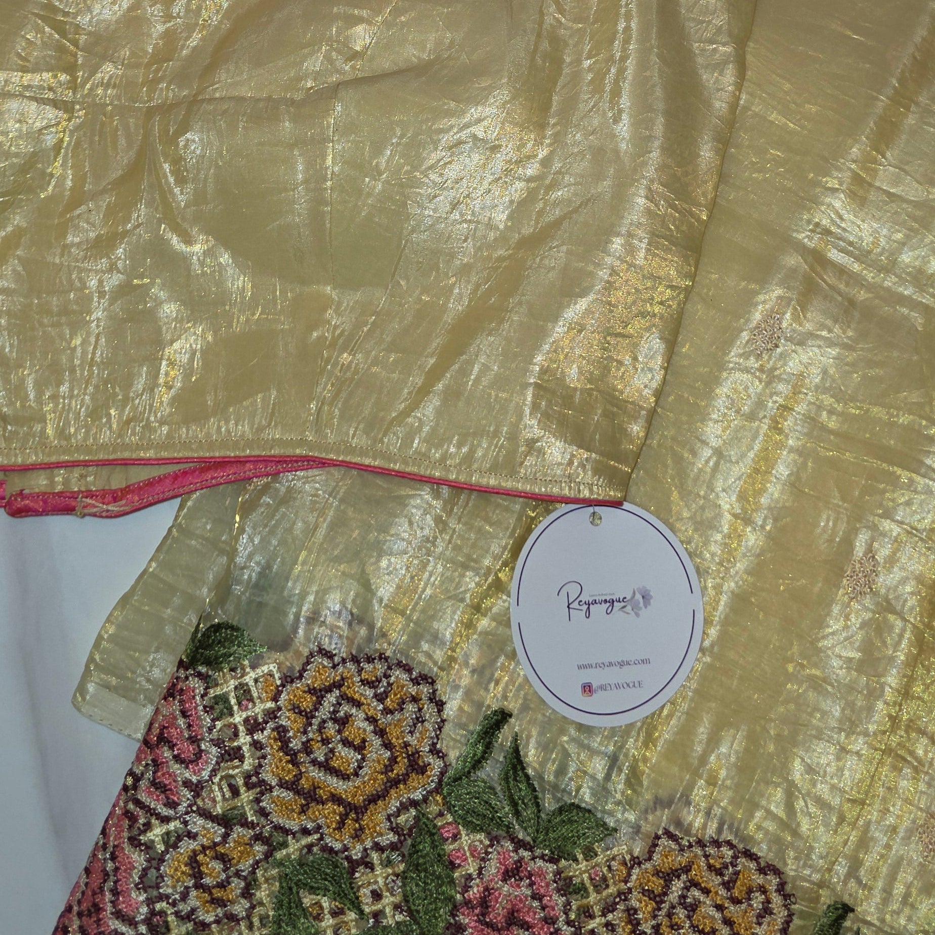 Yellow Crushed Saree with Petitepoint border