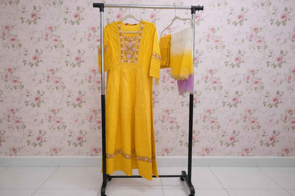 Kurti-Set für Damen in Gelb