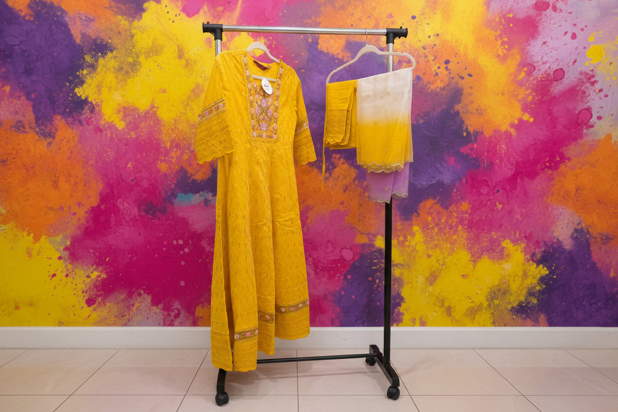 Kurti-Set für Damen in Gelb