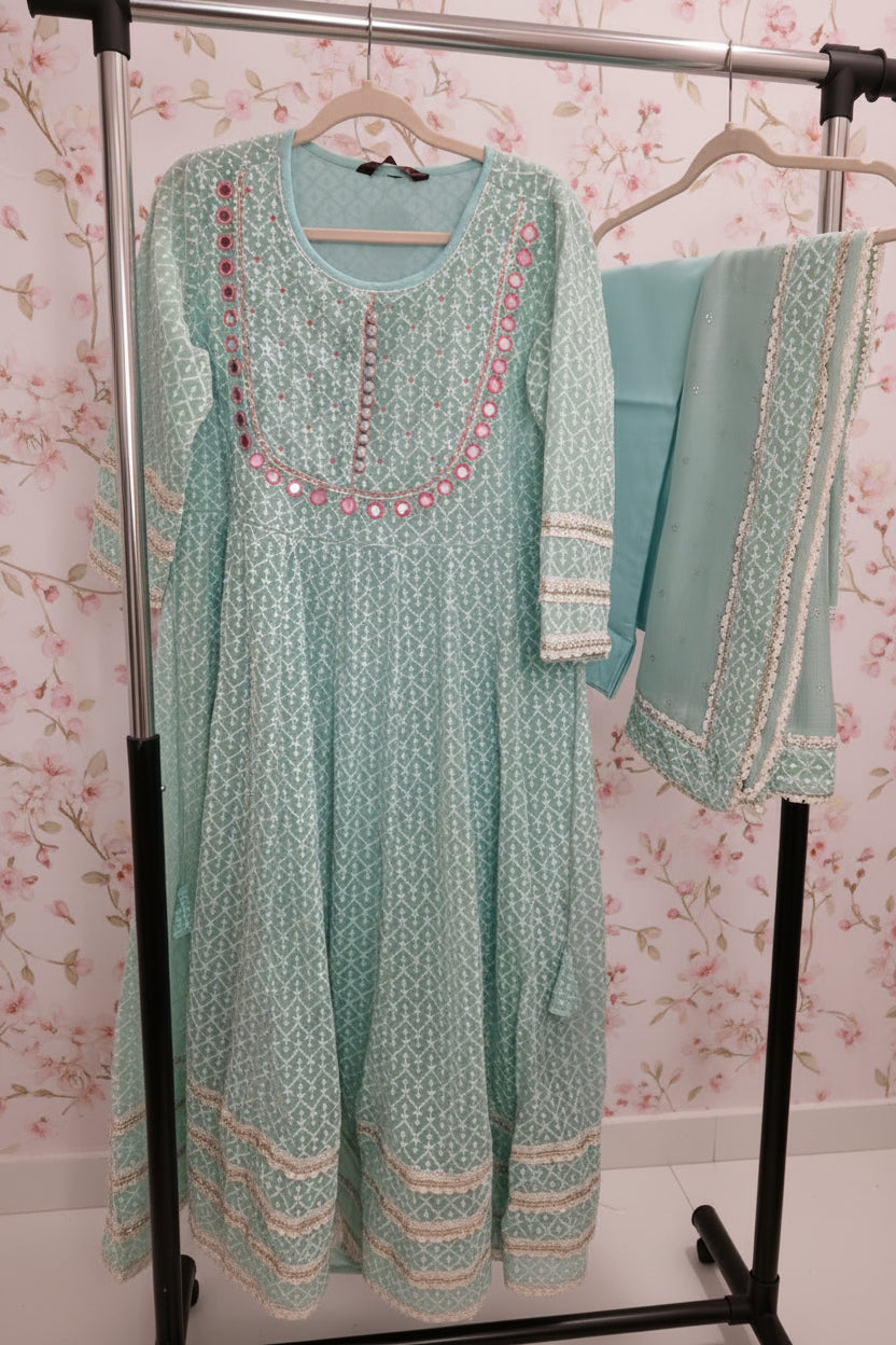 Damen Hellblaues Party-Kurtiset