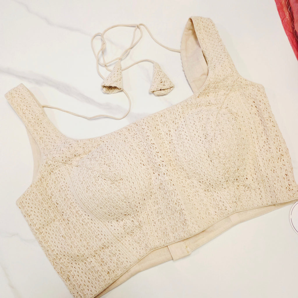 Pfirsichrosé Crush-Applikations-Saree