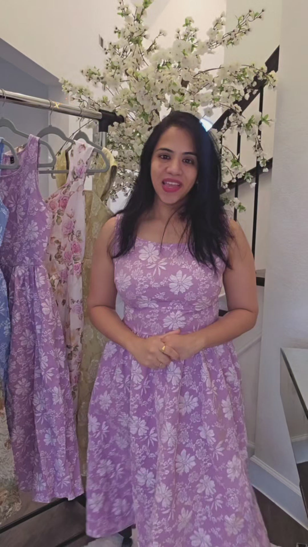 Womens Jaquard Dresses Below the Knee with pocket