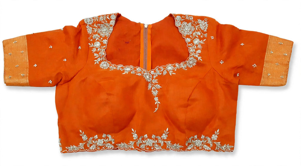 Womens Pure Banaras Kora Jamdani Sarees in Red Paired with Heavy Maggam Work Blouse