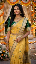 Womens Pure Chanderi Tissue Saree With Paired with Bandini Blouse