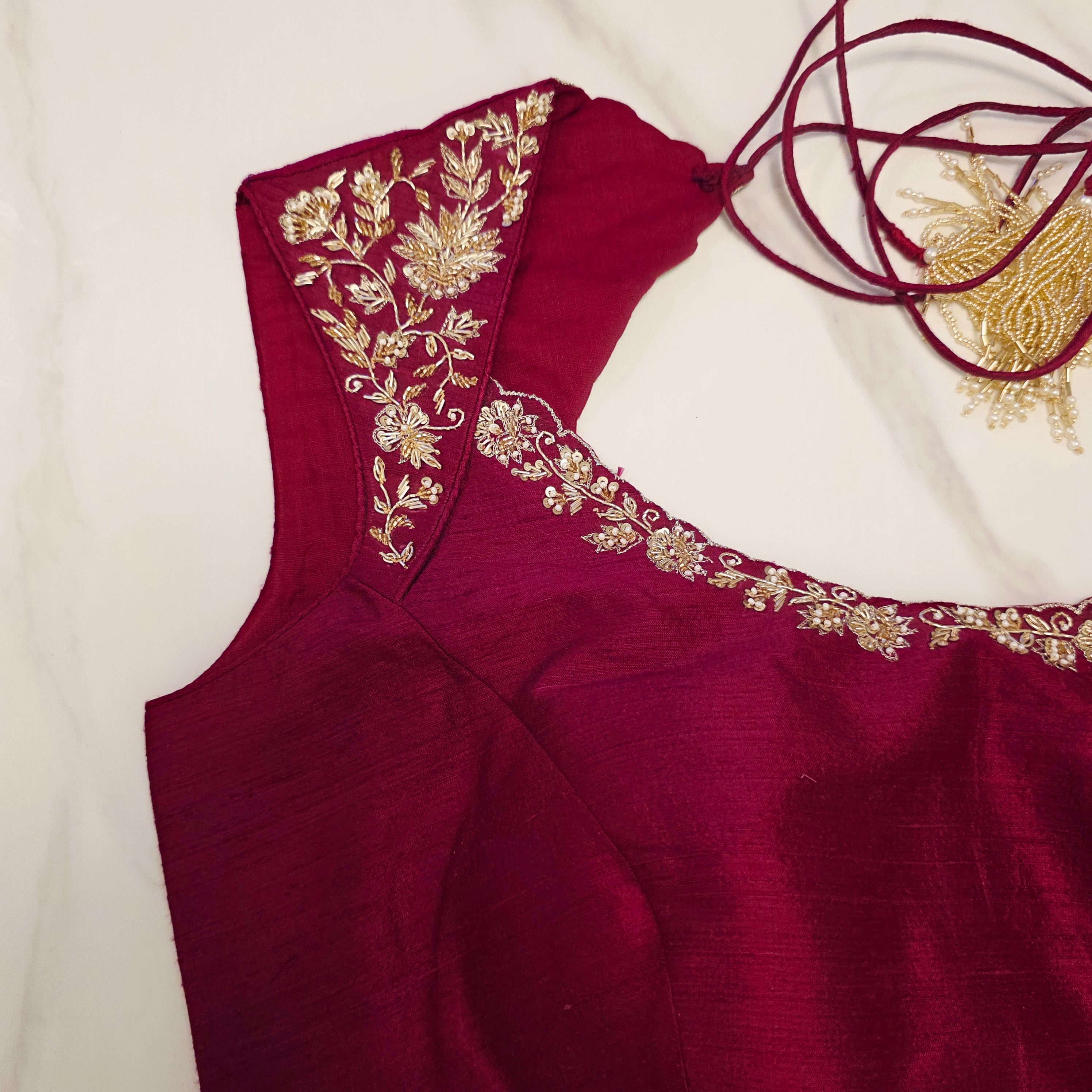 Latest Trendy Pure Organza Stripes Saree in Red Colour paired with Cute Blouse