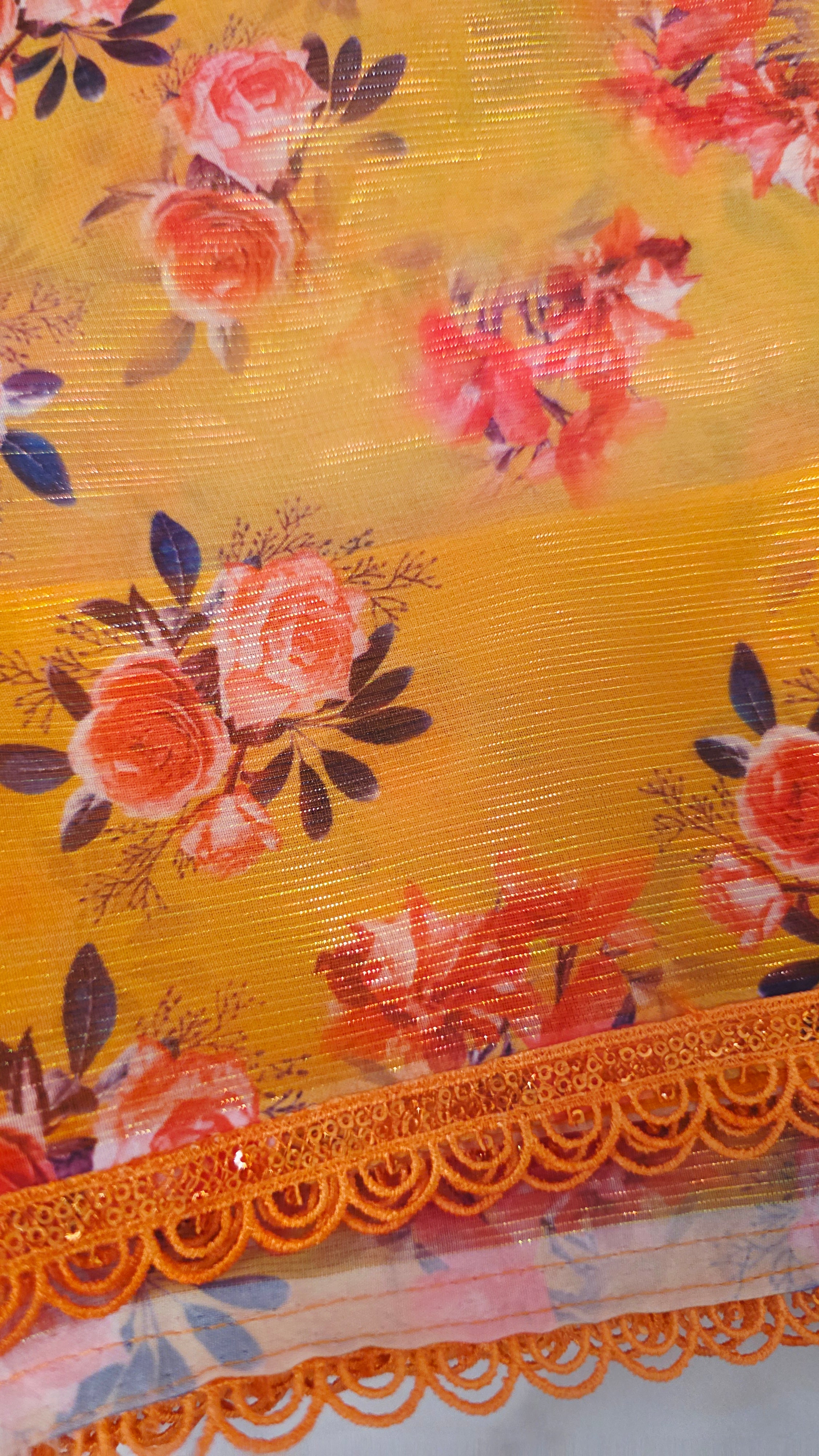 Womens Orange Cocktail Saree with designer blouse