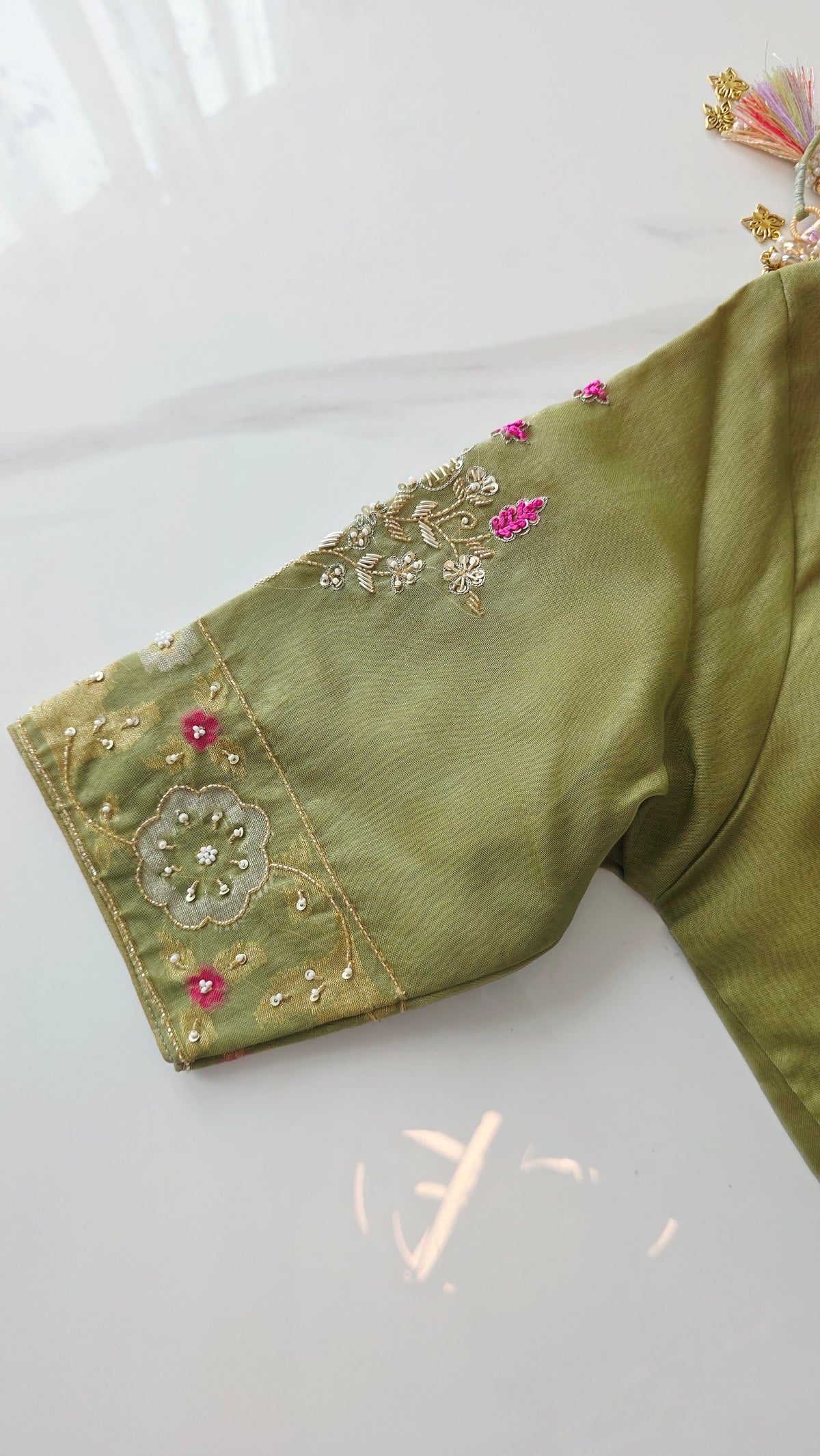 Womens Pure Banaras Kora Jamdani Sarees in Red Paired with Heavy Maggam Work Blouse