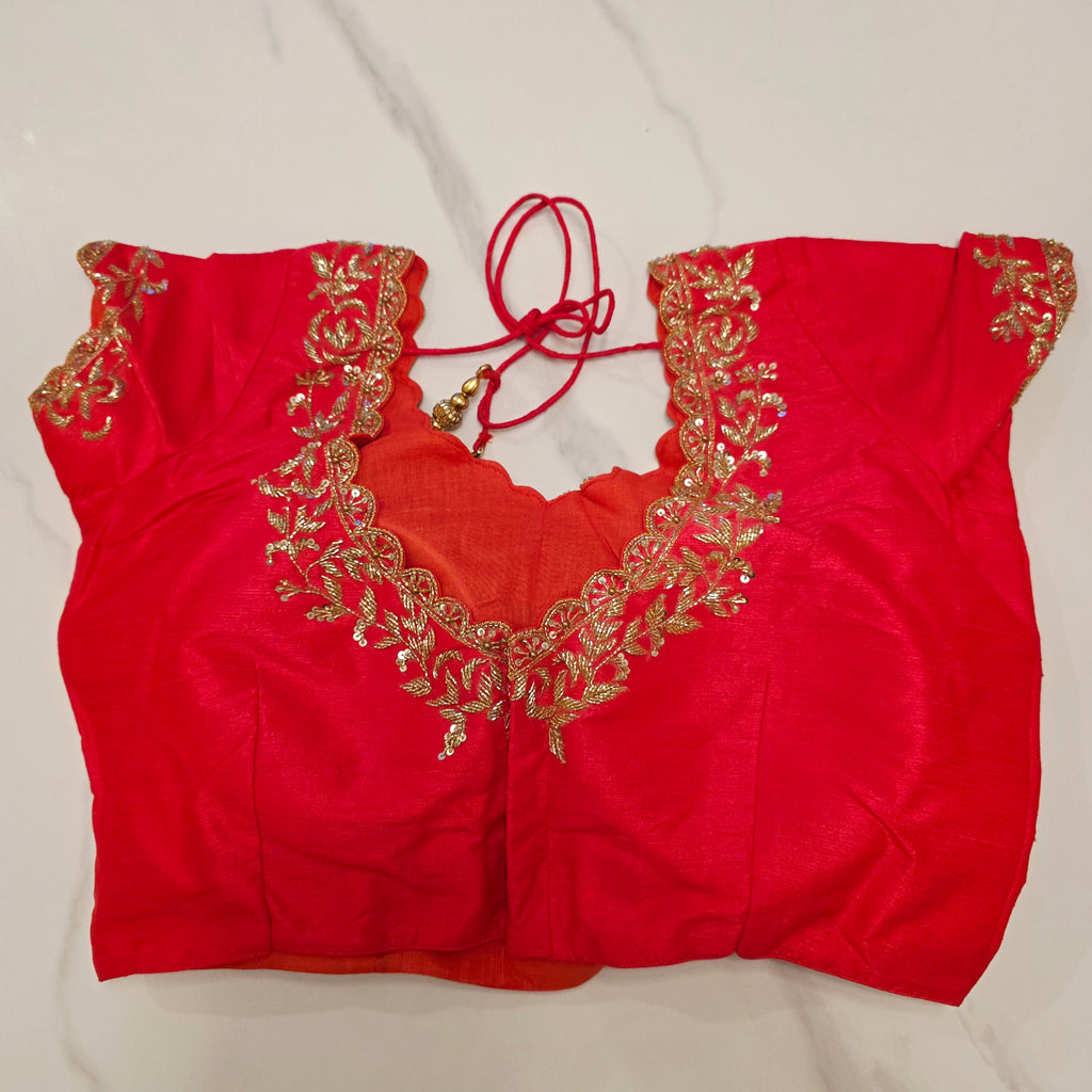 Purple Latest and Trendy Saree with Floral Hibiscus theme in paired with cute short sleeve blouse