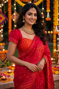 Womens Soft Tussar Saree With Lambani, Kutch Work and Mirror Work