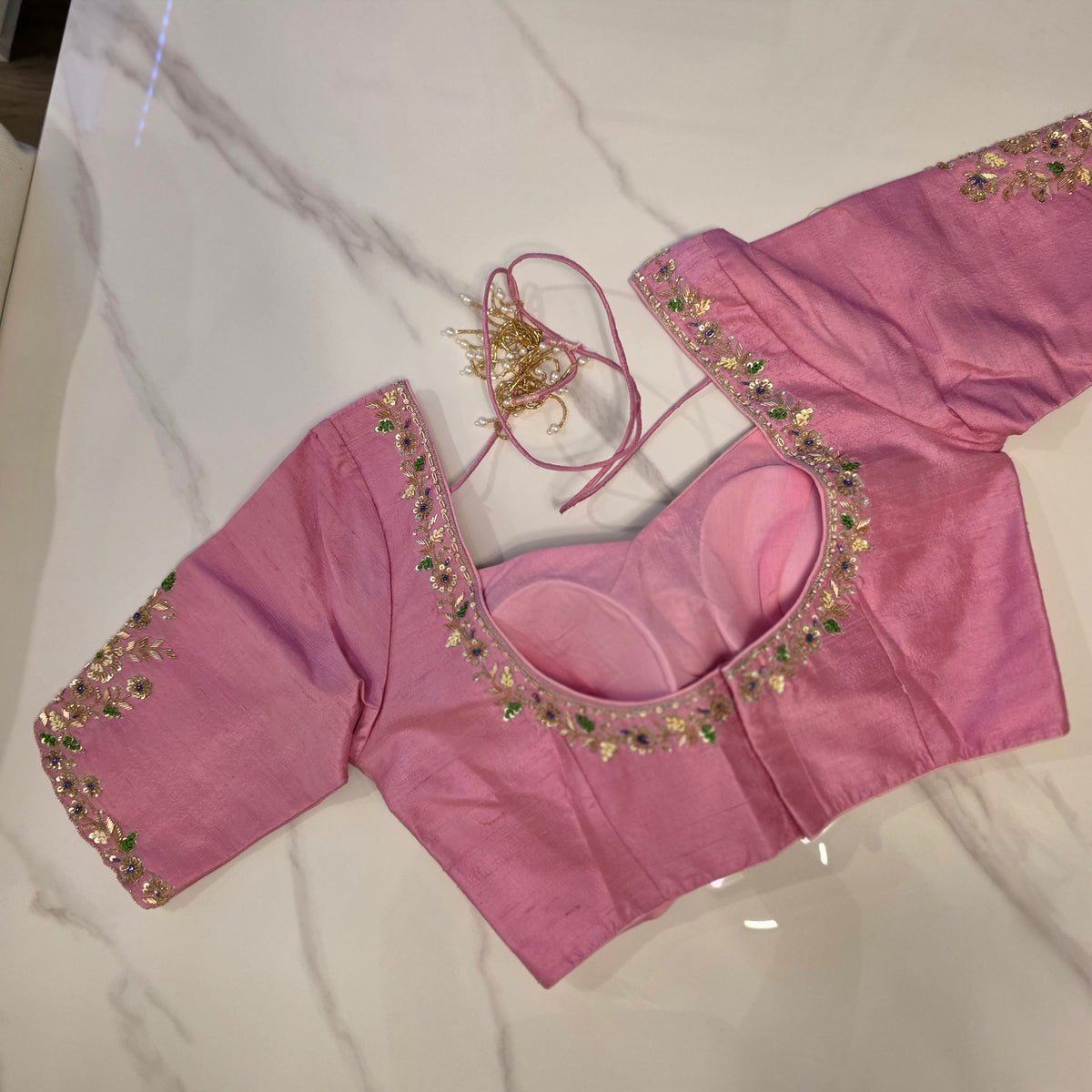 Purple Madhubala Maggam Work Blouse