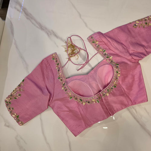 Purple Madhubala Maggam Work Blouse