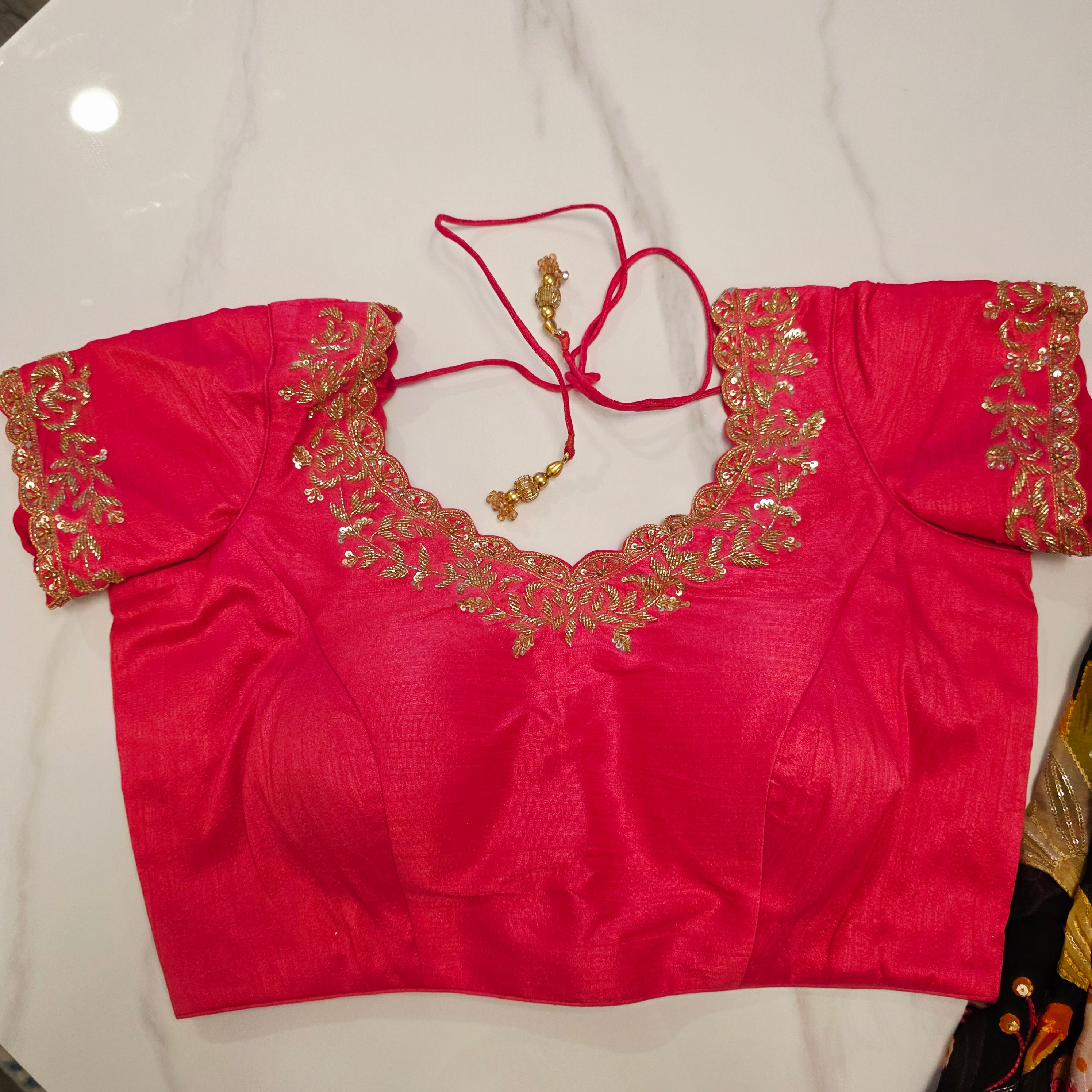 Trendy Black Floral Organza Saree With Maggam Work Blouse