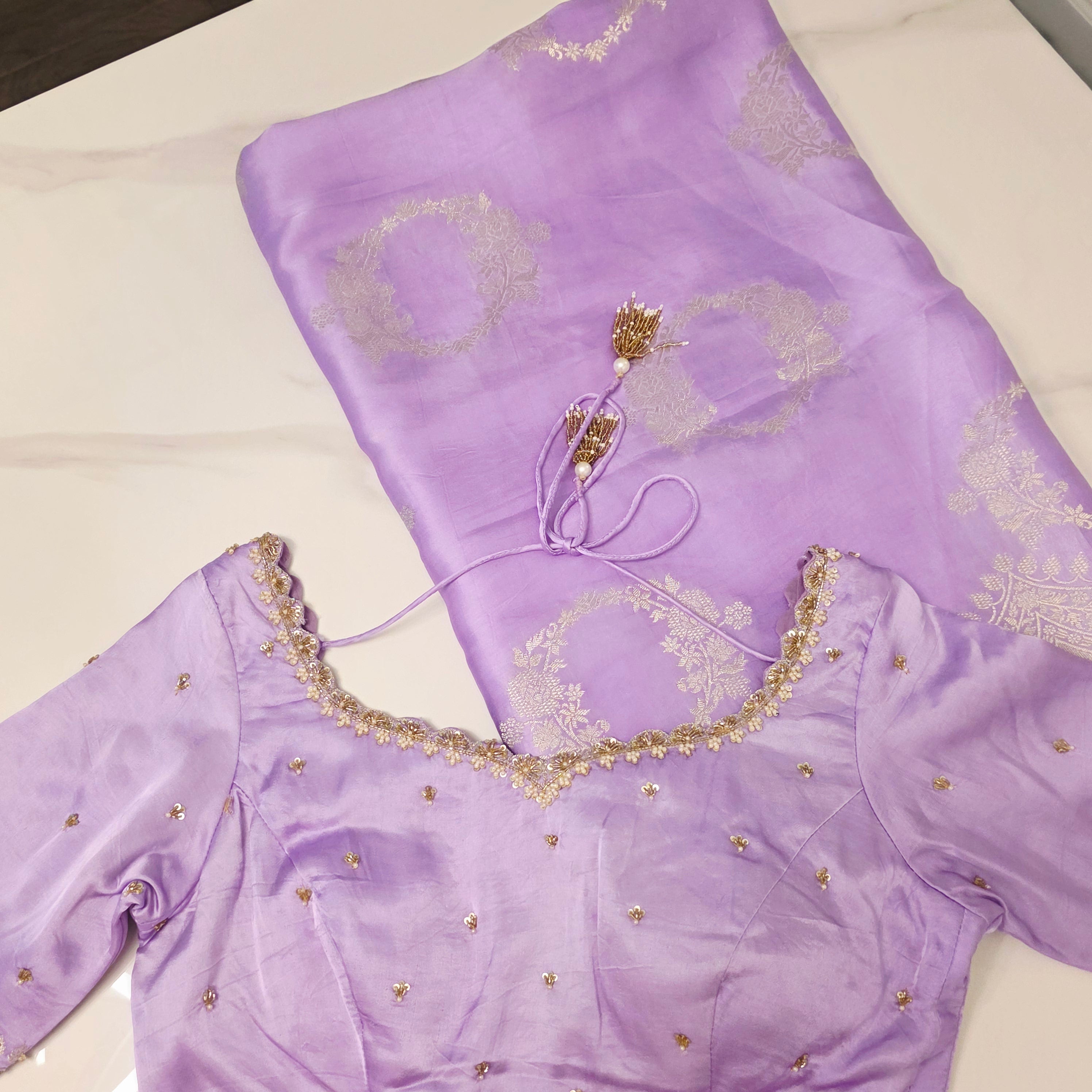 Purple Banarasi Mashru Silk with beautiful blouse