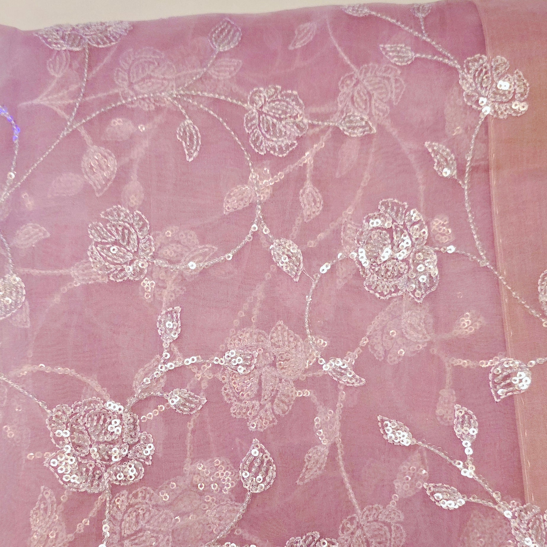 Lavender Pure Organza Sequin Saree