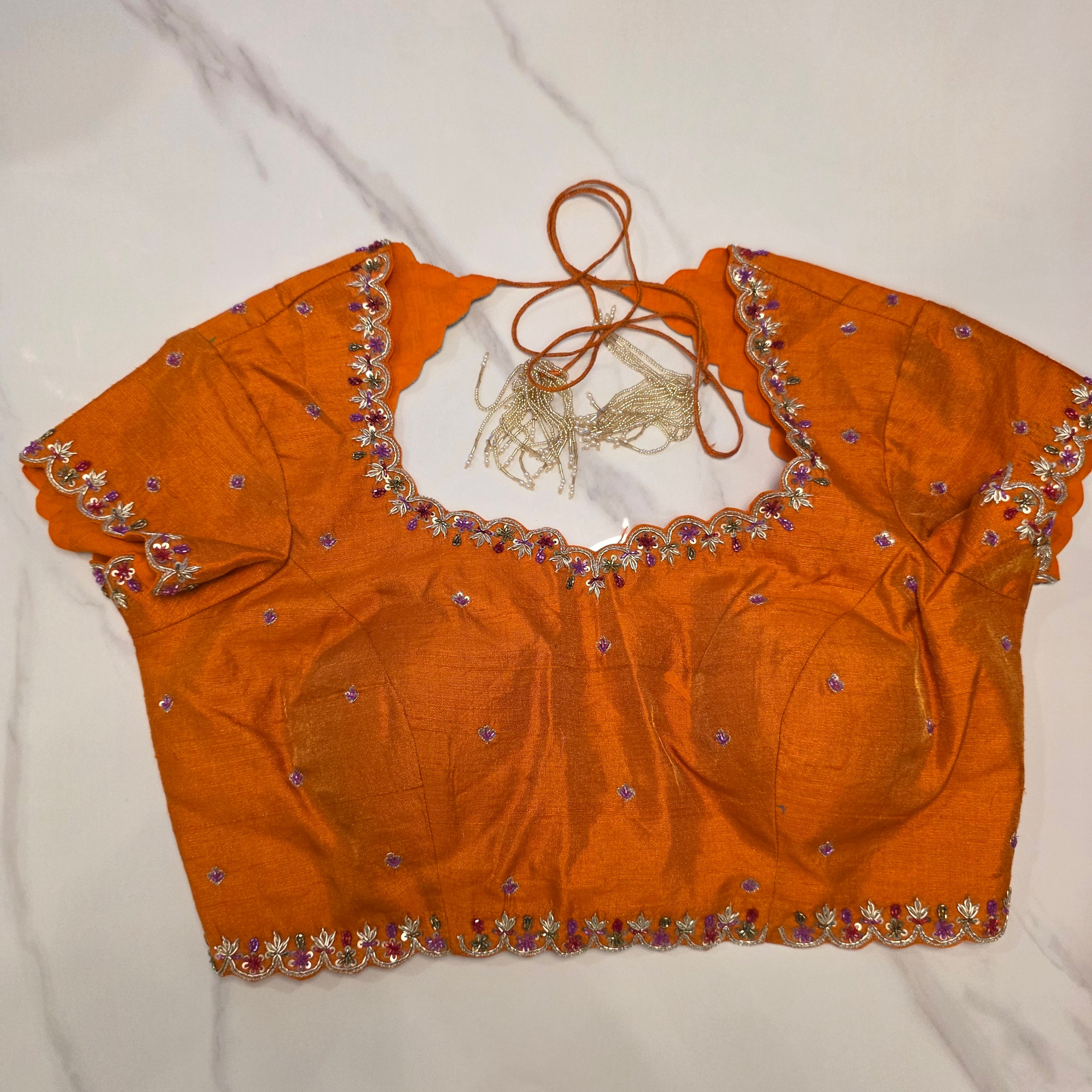 Latest Pure Organza Orange Colour Saree With Stripes with Heavy Blouse