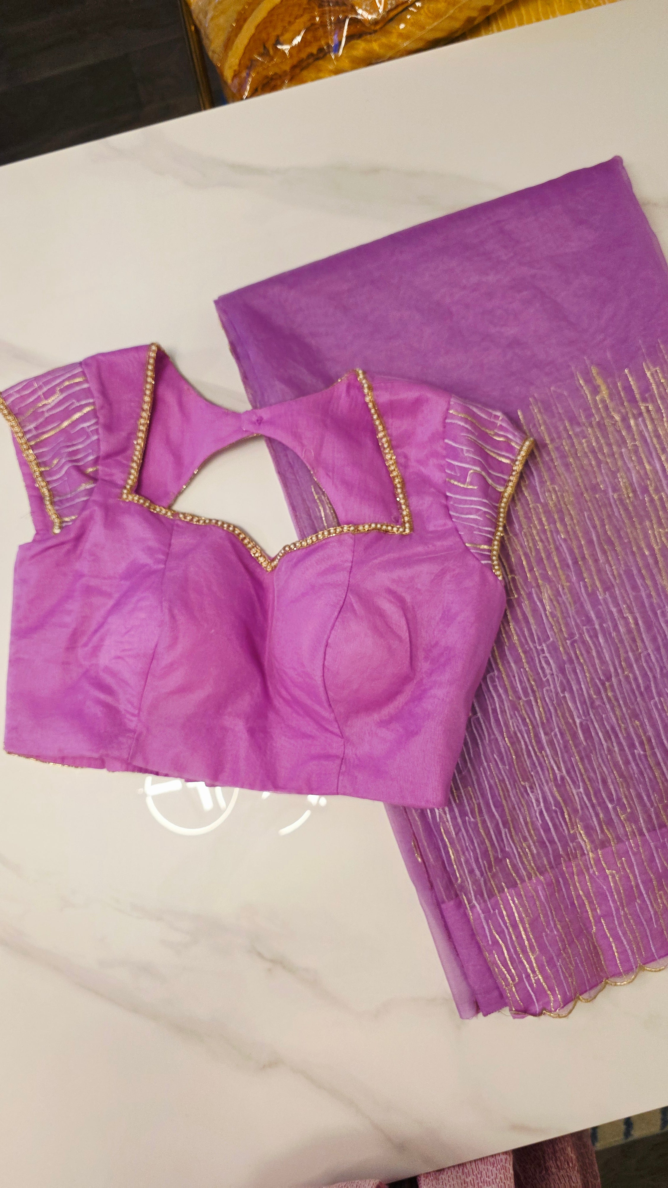 Womens Turkish Organza Sarees With Maggam work blouse