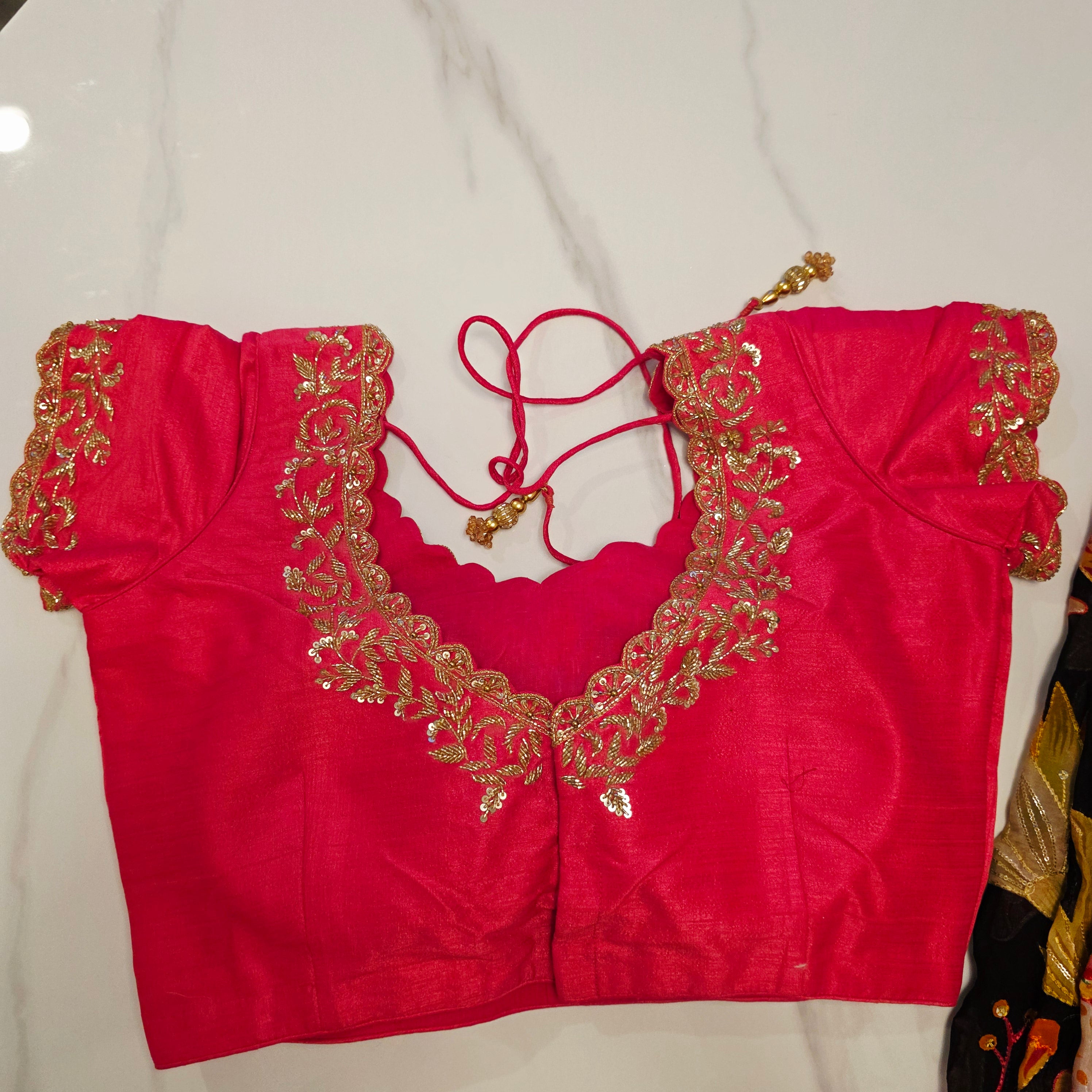 Trendy Black Floral Organza Saree With Maggam Work Blouse