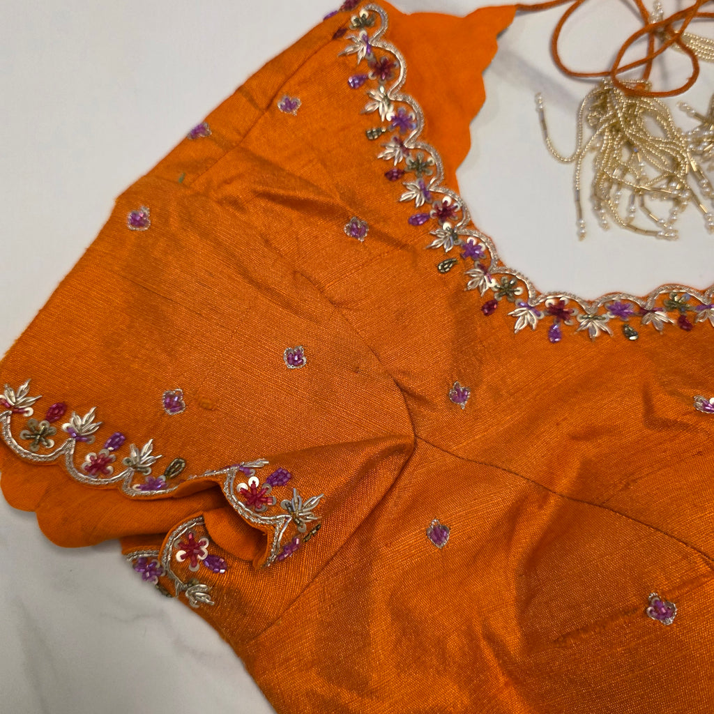 Latest Pure Organza Orange Colour Saree With Stripes with Heavy Blouse