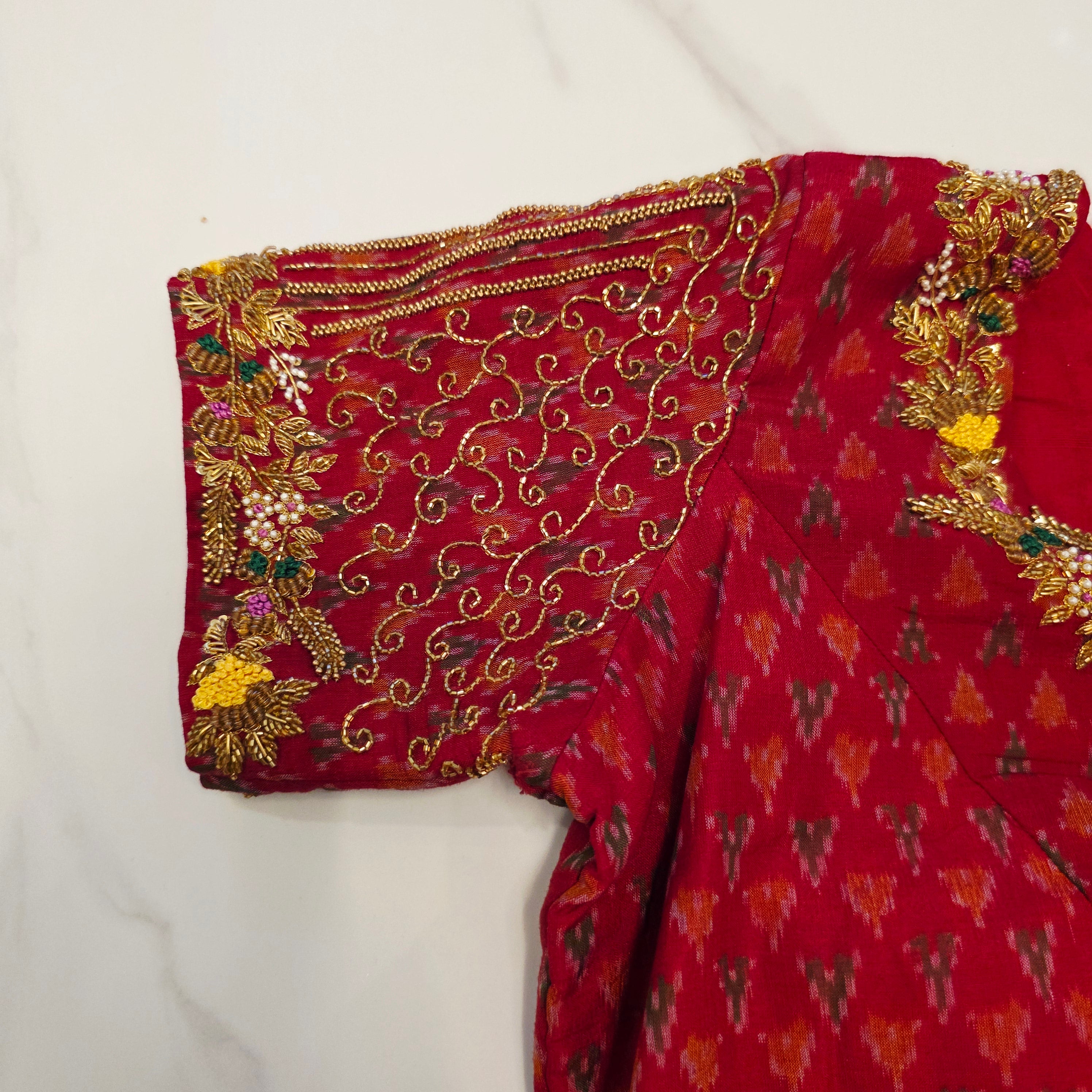 Gelbe Maslin Jamdani mit Patola Bluse