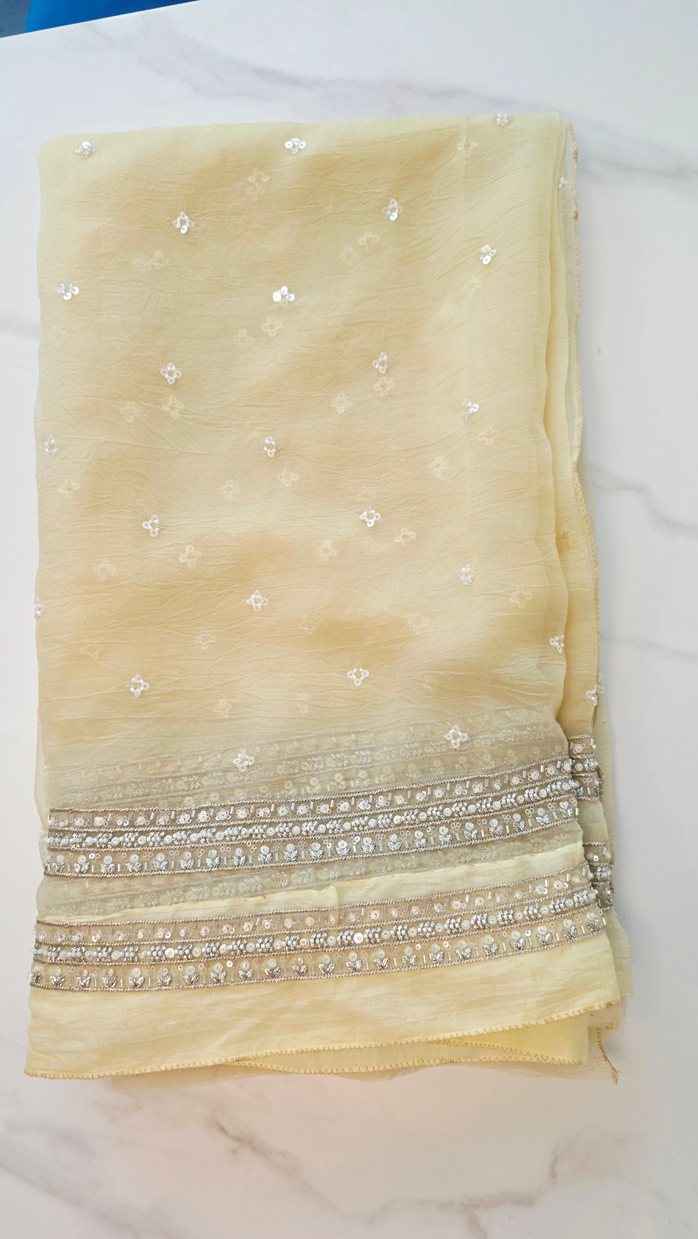 Womens Lightweight Organza Saree With Cutdana Border and Designer Blouse
