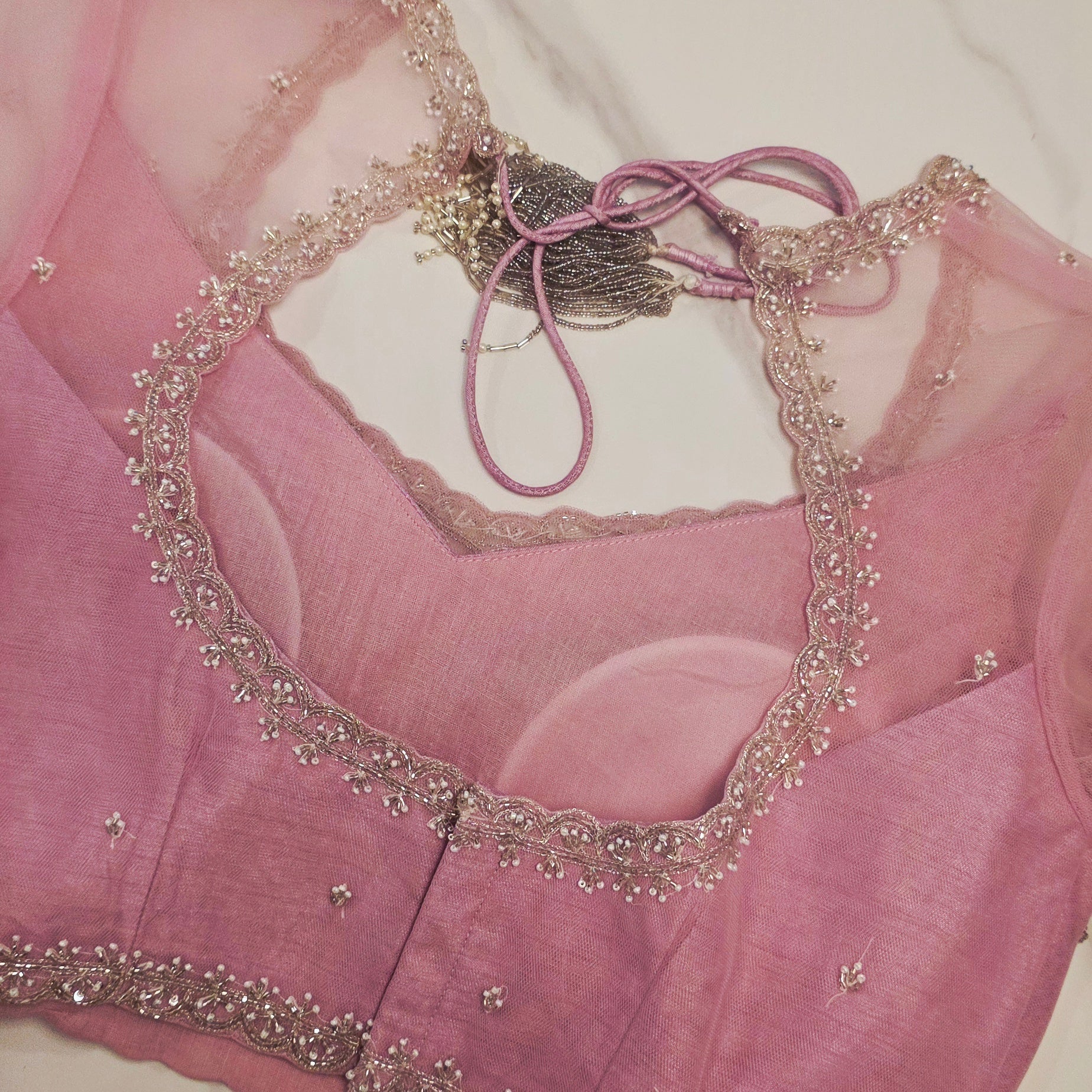 Lavender Pure Organza Sequin Saree