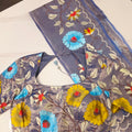 Blue Banaras Saree with Floral Embroidery