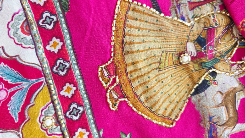 Womens Pure Crape Silk Tribal Art Sarees With Cutdana work