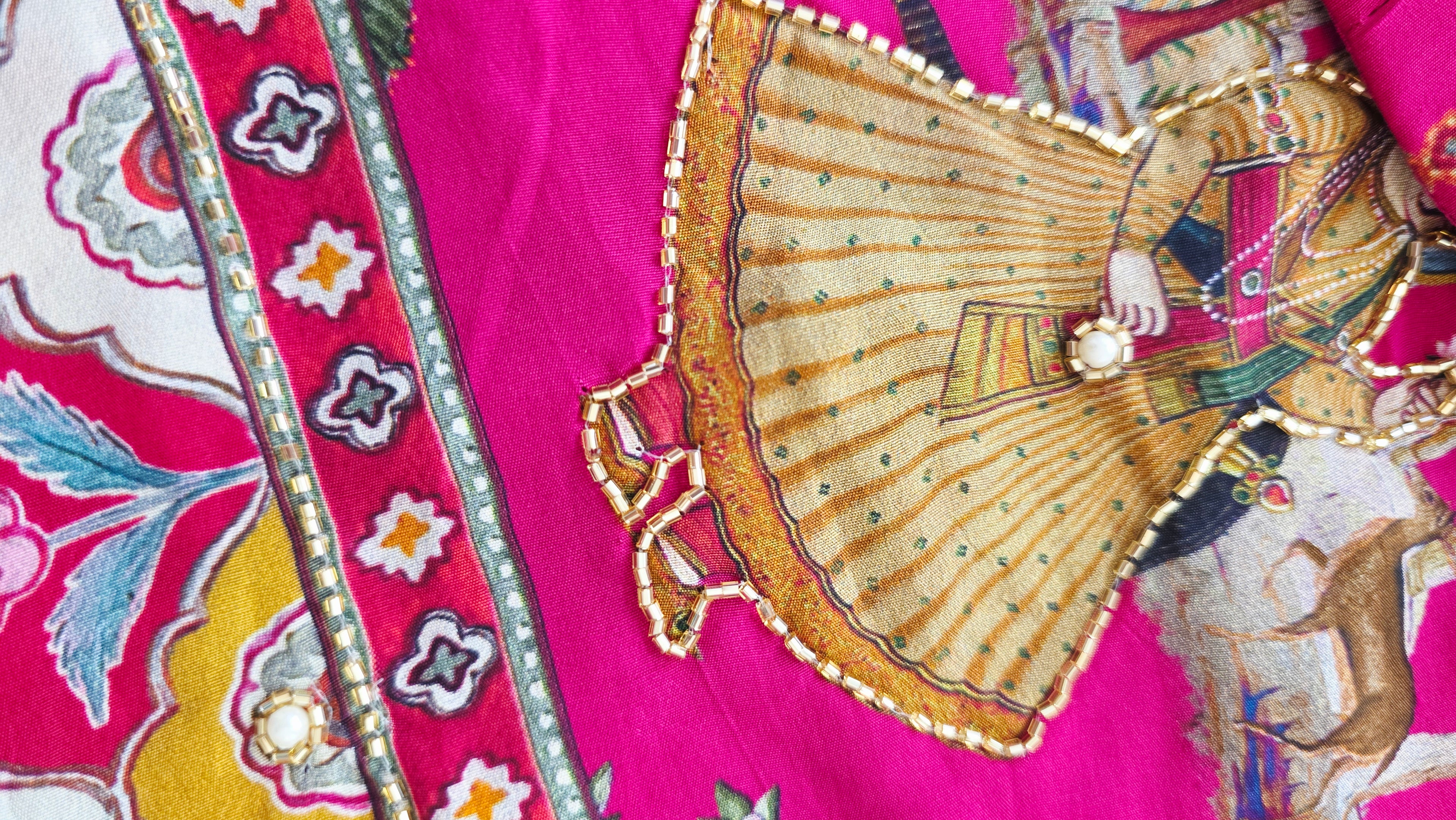 Womens Pure Crape Silk Tribal Art Sarees With Cutdana work