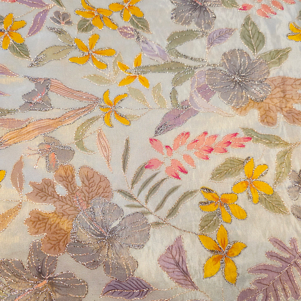 Light Pista Green Colour Cocktail Saree with all over floral sequins and yellow designer blouse