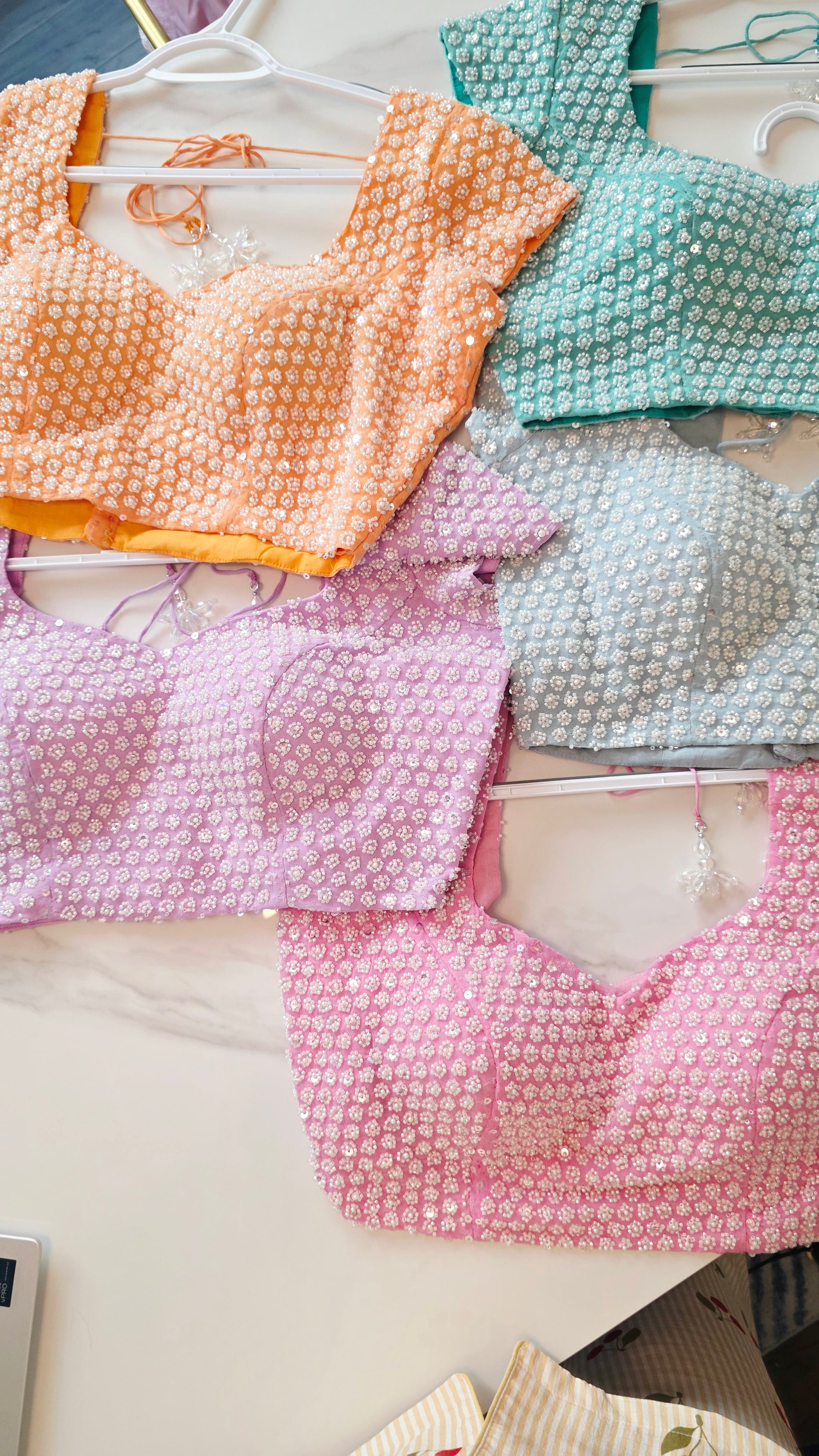 Womens Allover Beads Pastel Blouses