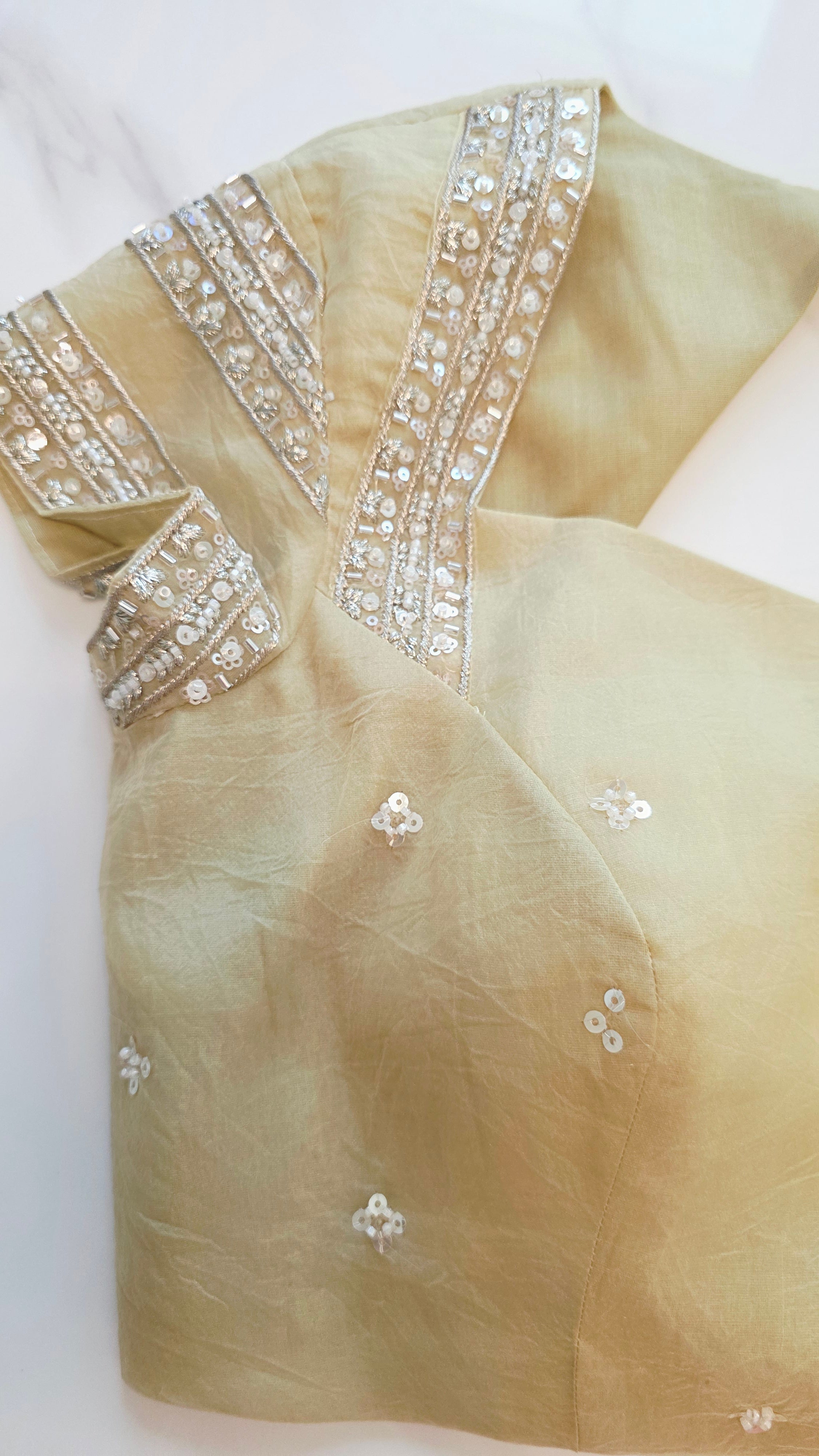 Womens Lightweight Organza Saree With Cutdana Border and Designer Blouse