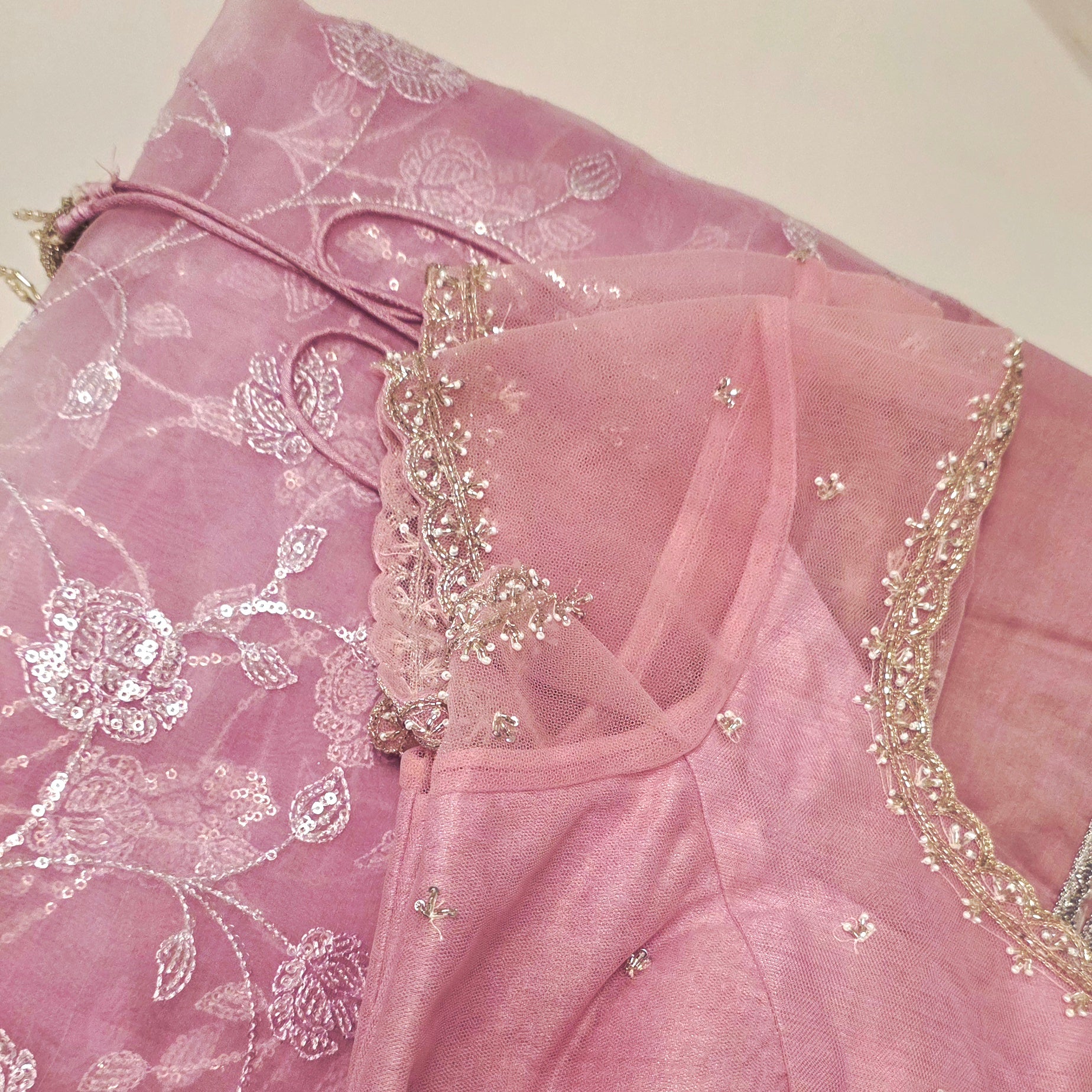 Lavender Pure Organza Sequin Saree