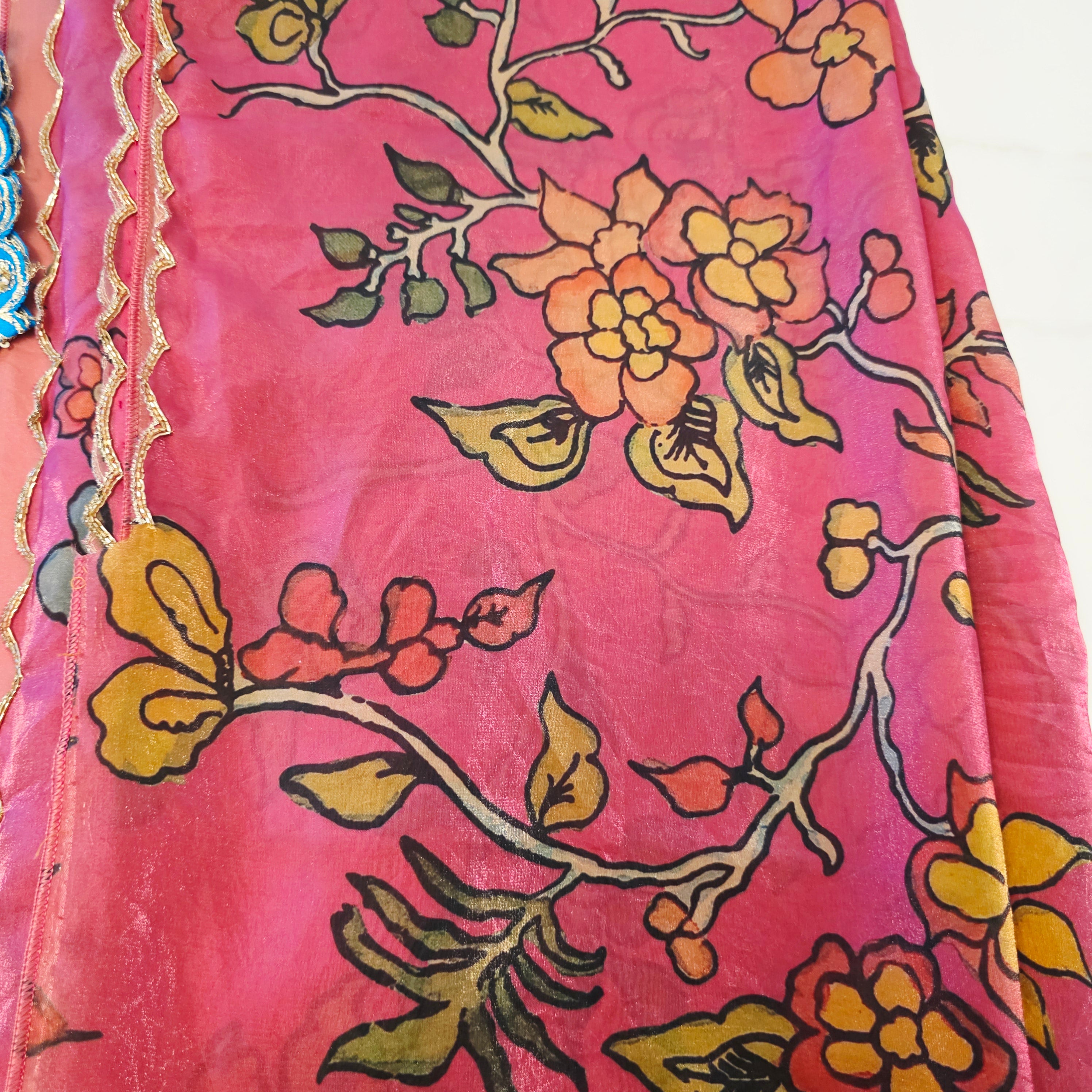 Beautiful Pink Crape silk Saree With Cutwork Border and Jacket Style blouse