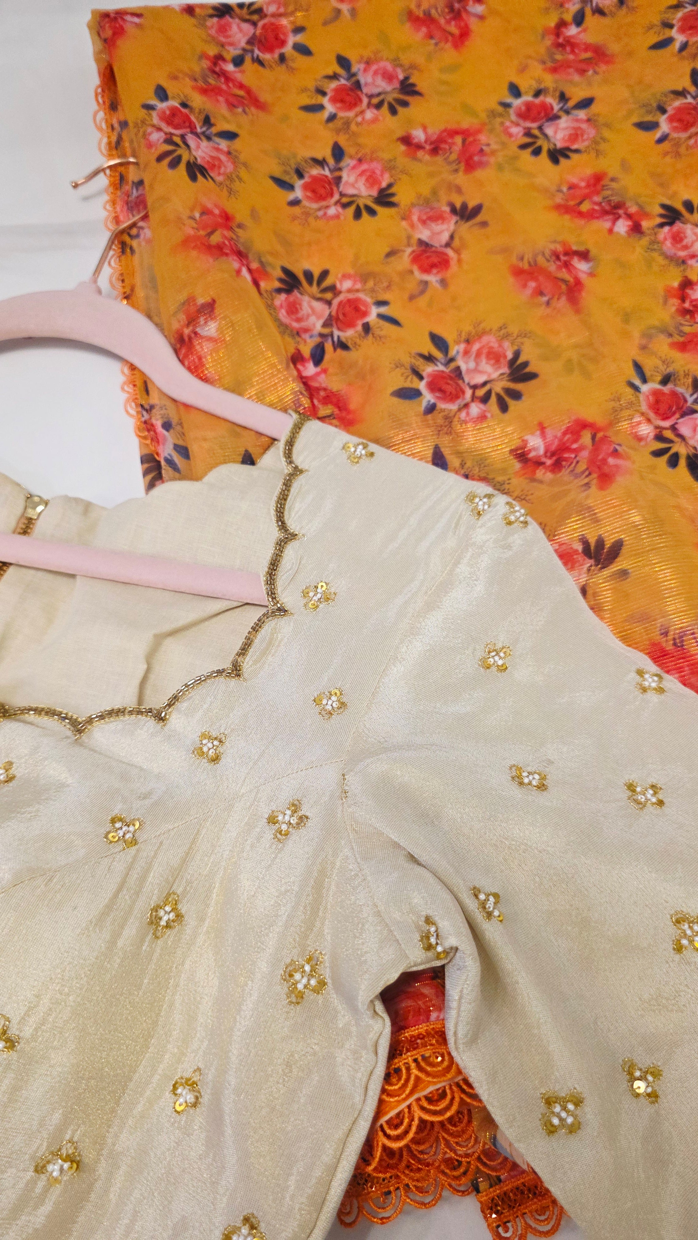 Womens Orange Cocktail Saree with designer blouse