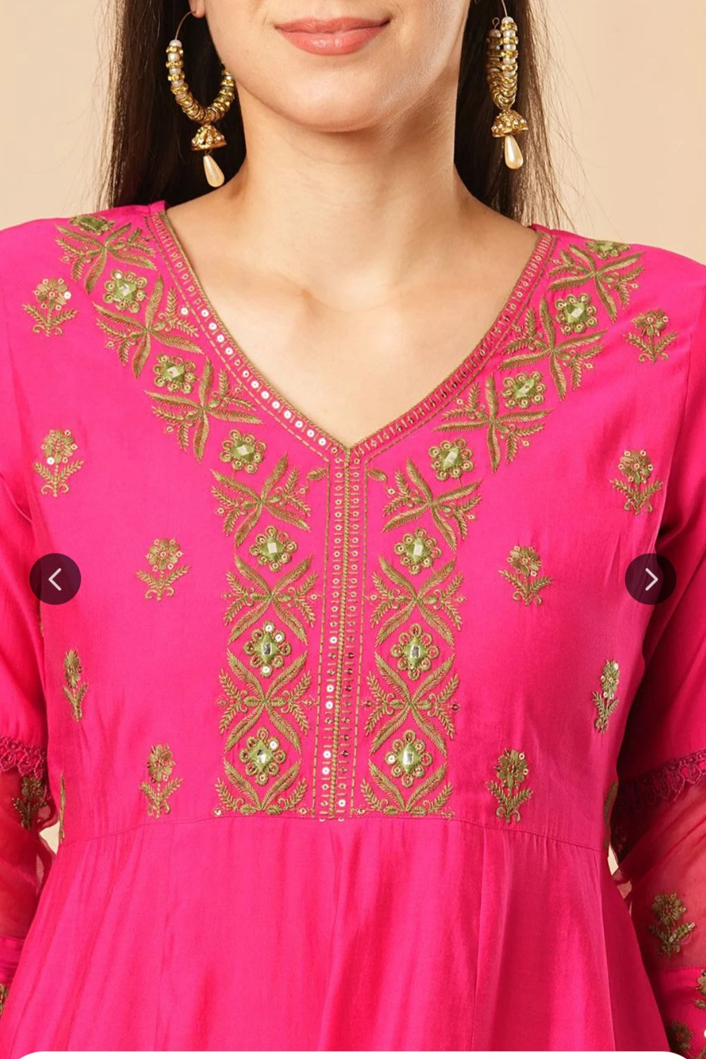 Reyavogue Women's Floral Embroided Sequin Kurta With Trousers
