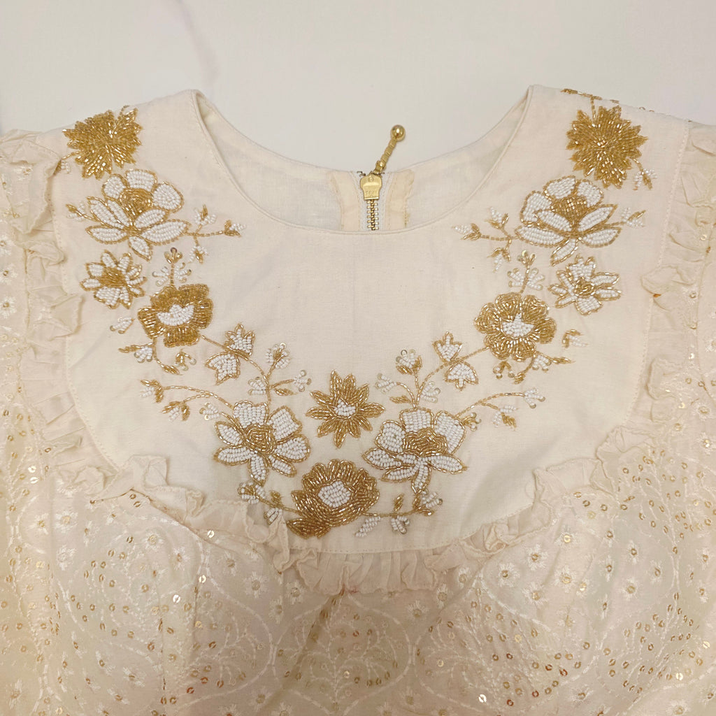 Violette Tissue-Saree mit Kalamkari-Patchwork und Designer-Bluse