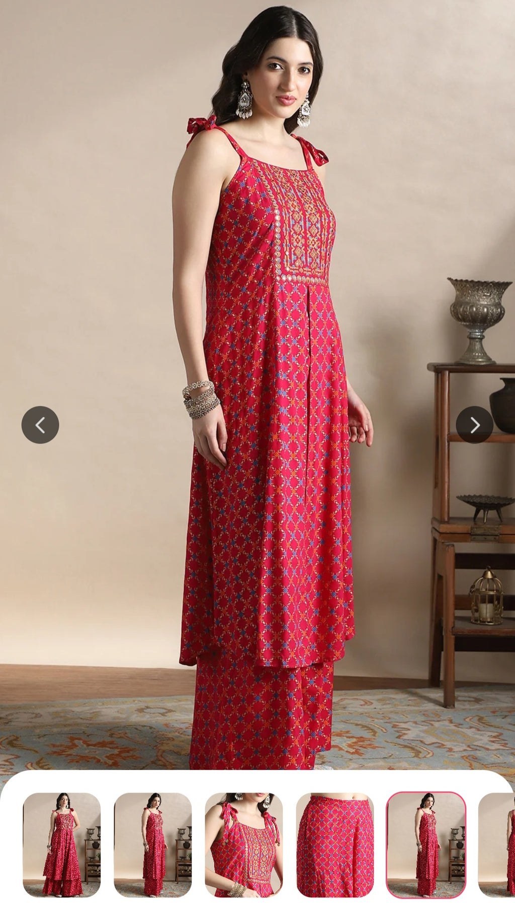 Damen Grünes oder Rotes Pellazo Kurti-Set