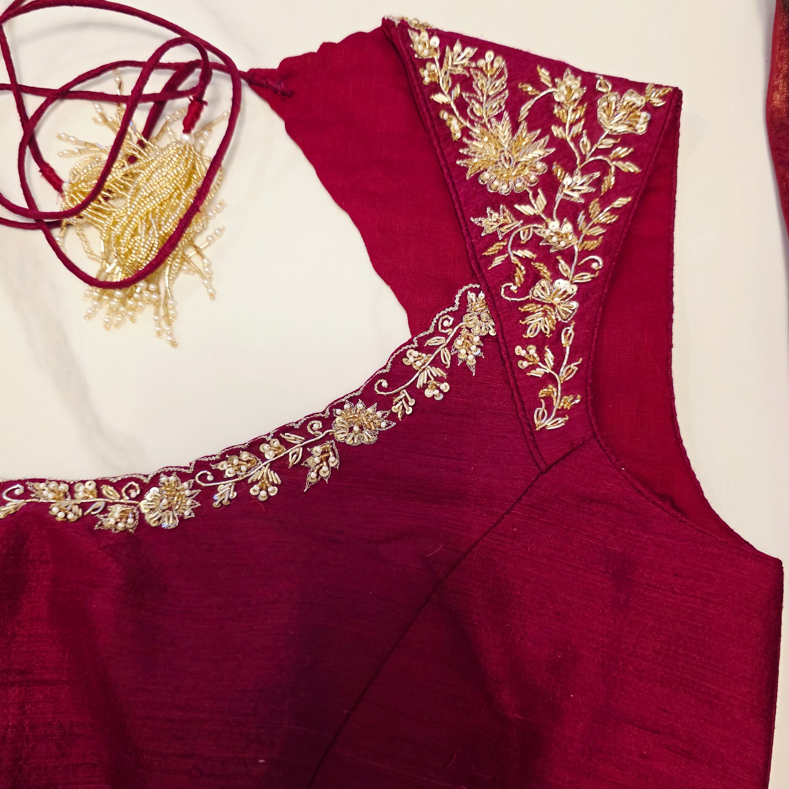 Latest Trendy Pure Organza Stripes Saree in Red Colour paired with Cute Blouse