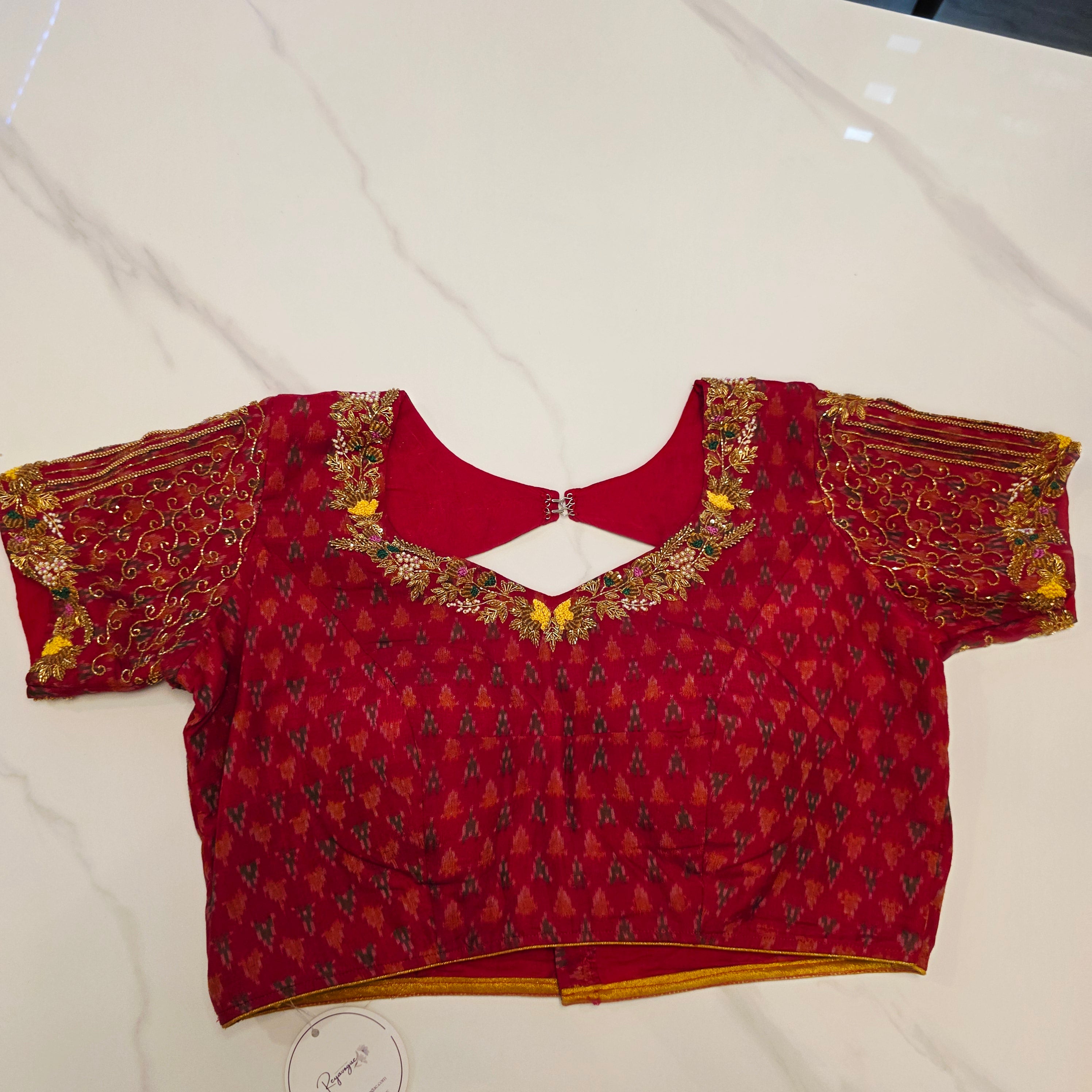 Gelbe Maslin Jamdani mit Patola Bluse