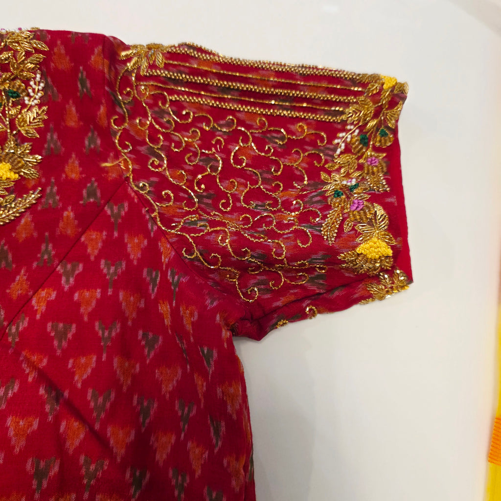 Gelbe Maslin Jamdani mit Patola Bluse