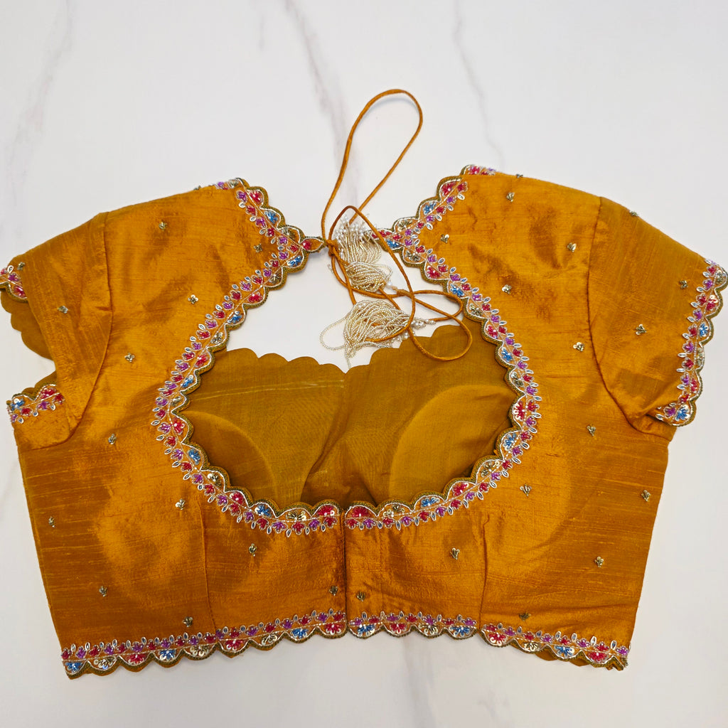 Yellow Premium Organza Stripes Saree with Rawsilk Designer Blouse