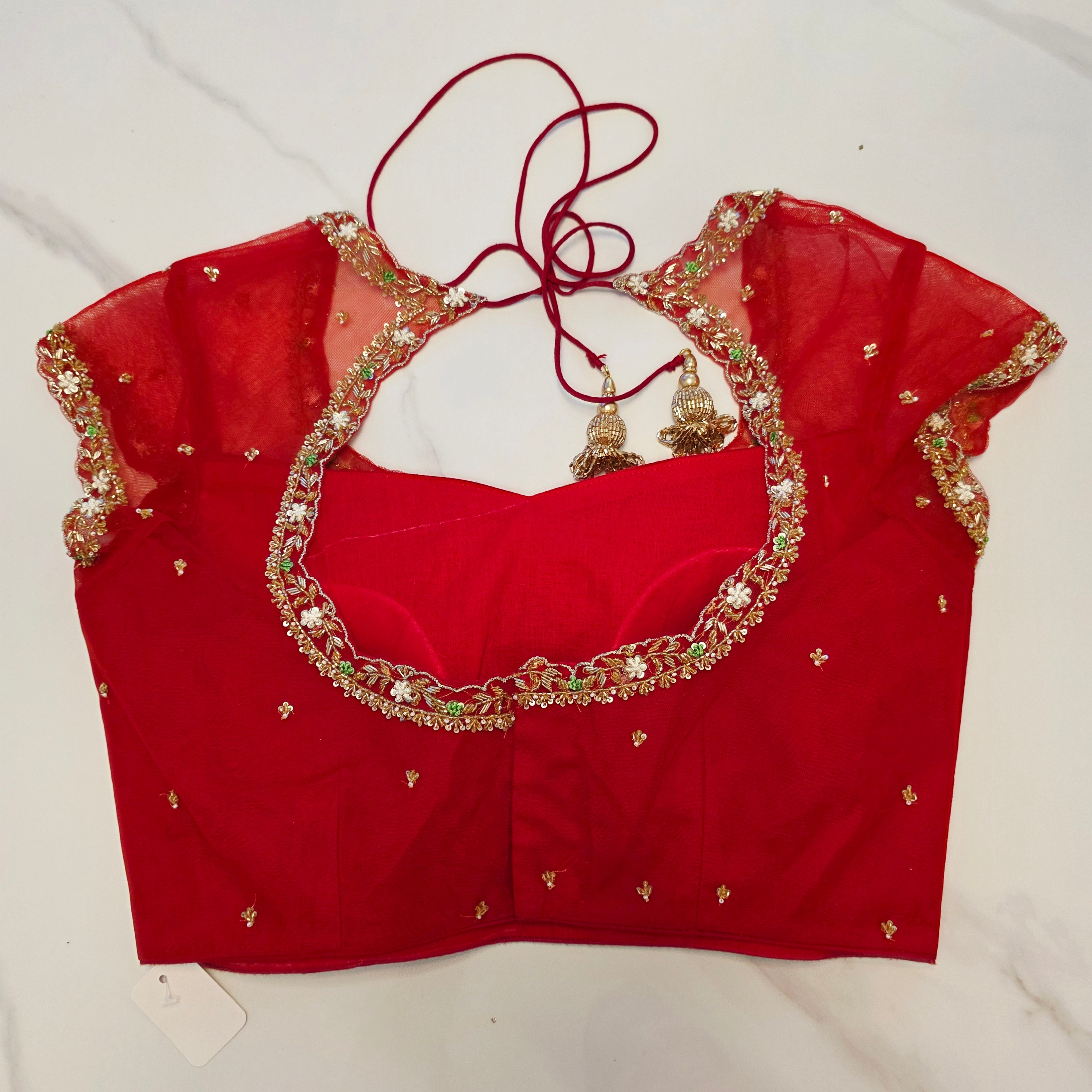 White Viscious Organza Saree with Floral pattern with Net designer Blouse