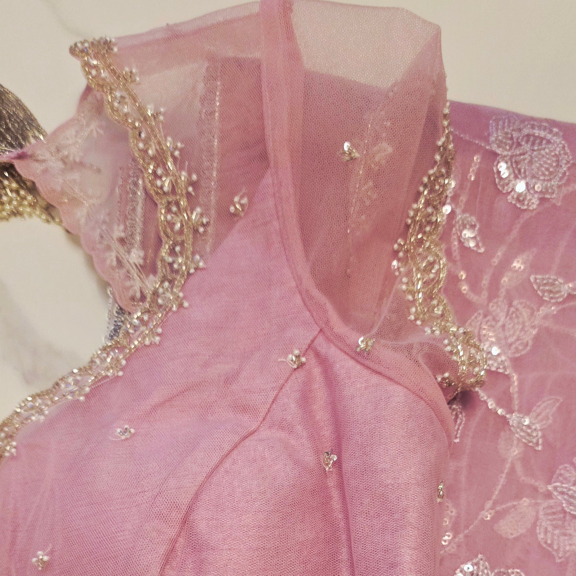 Lavender Pure Organza Sequin Saree