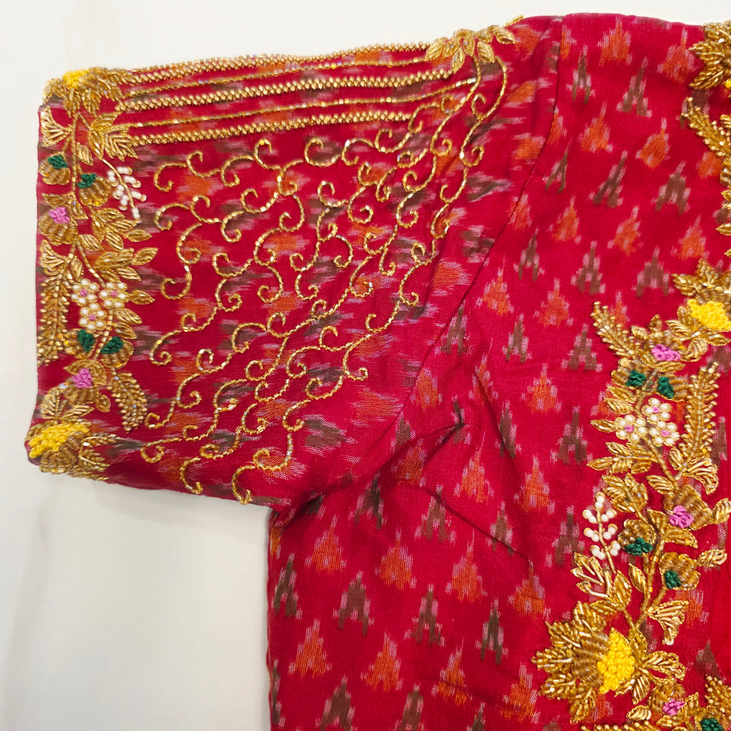 Gelbe Maslin Jamdani mit Patola Bluse