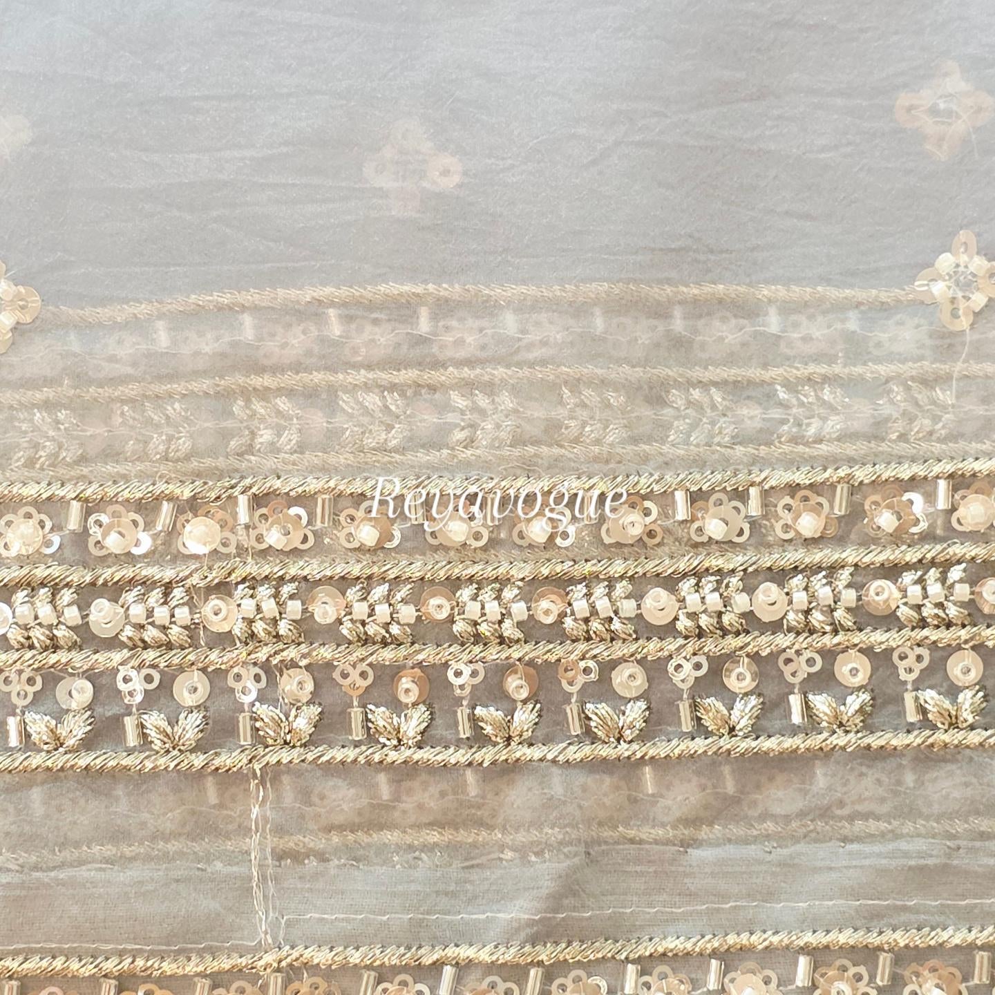 Womens Lightweight Organza Saree With Cutdana Border and Designer Blouse