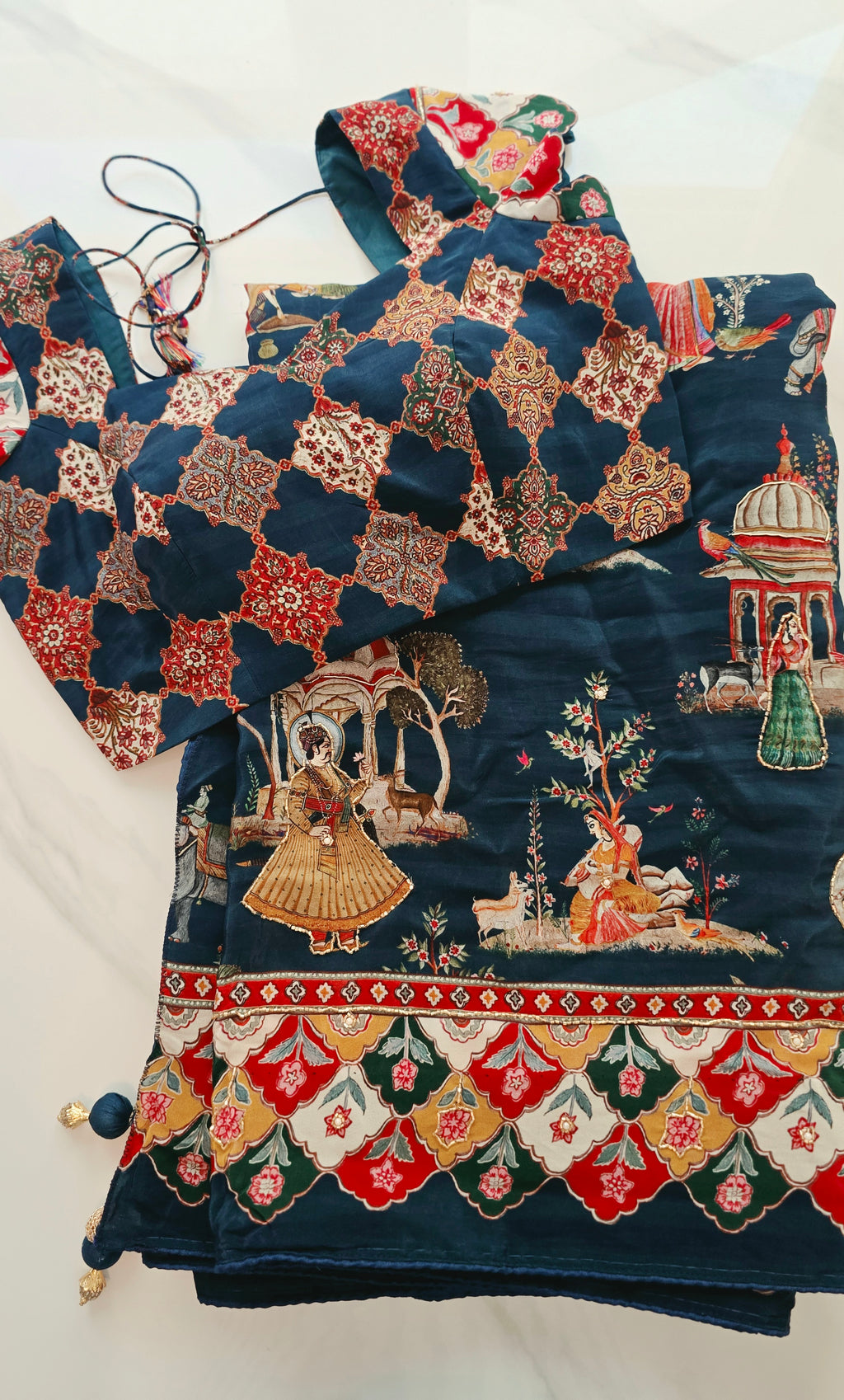 Womens Pure Crape Silk Tribal Art Sarees With Cutdana work