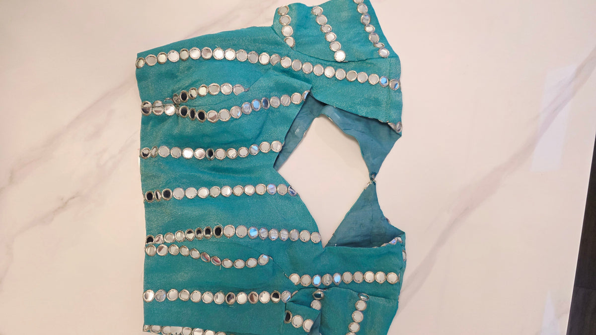 Womens Crape Faux Mirror Work Blouses