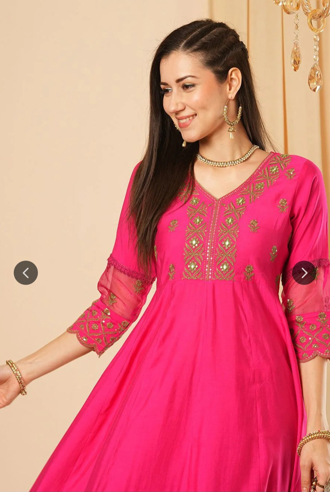 Reyavogue Women's Floral Embroided Sequin Kurta With Trousers
