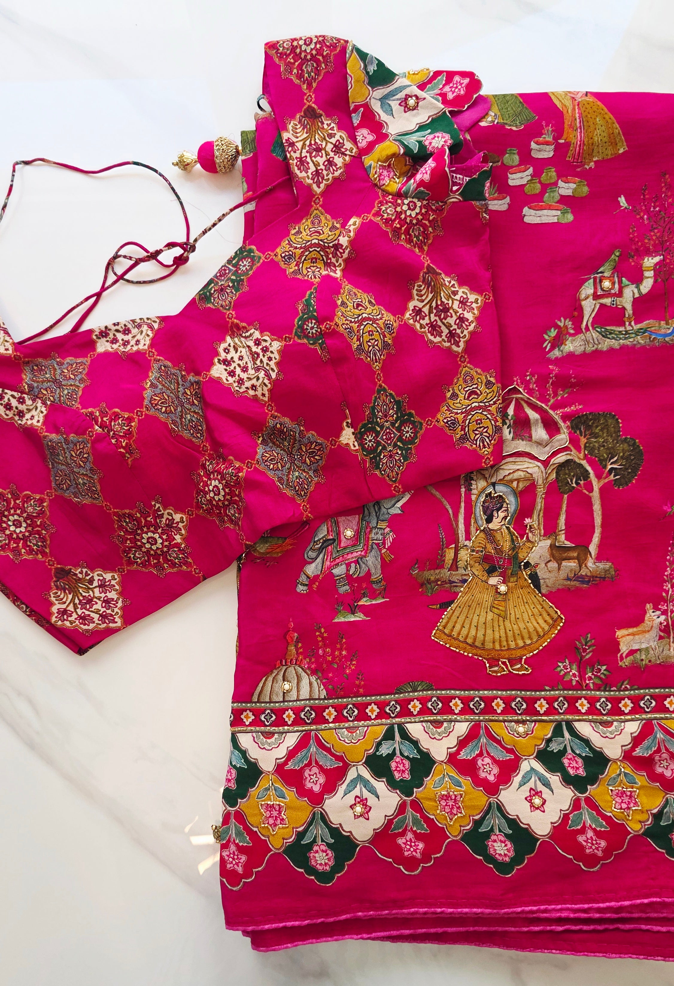 Womens Pure Crape Silk Tribal Art Sarees With Cutdana work