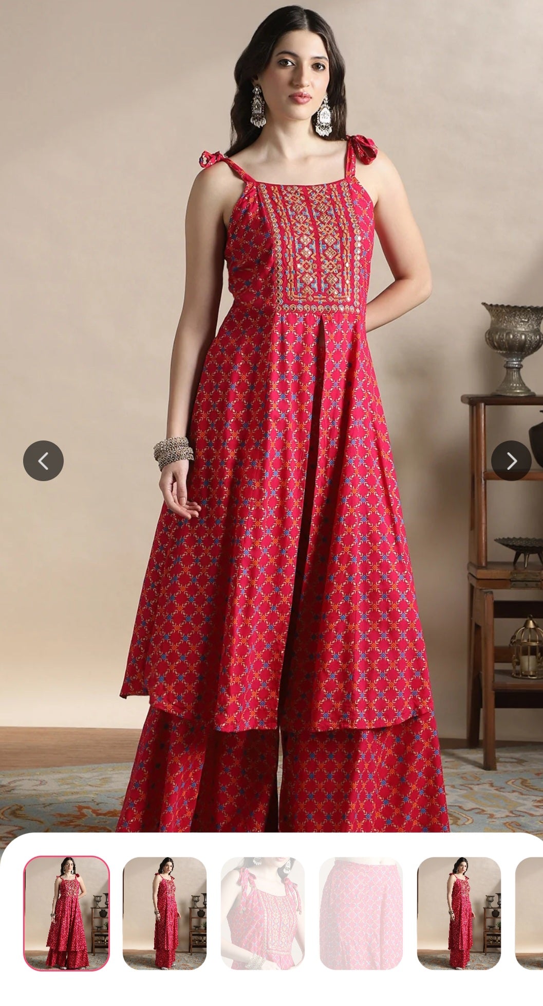 Damen Grünes oder Rotes Pellazo Kurti-Set